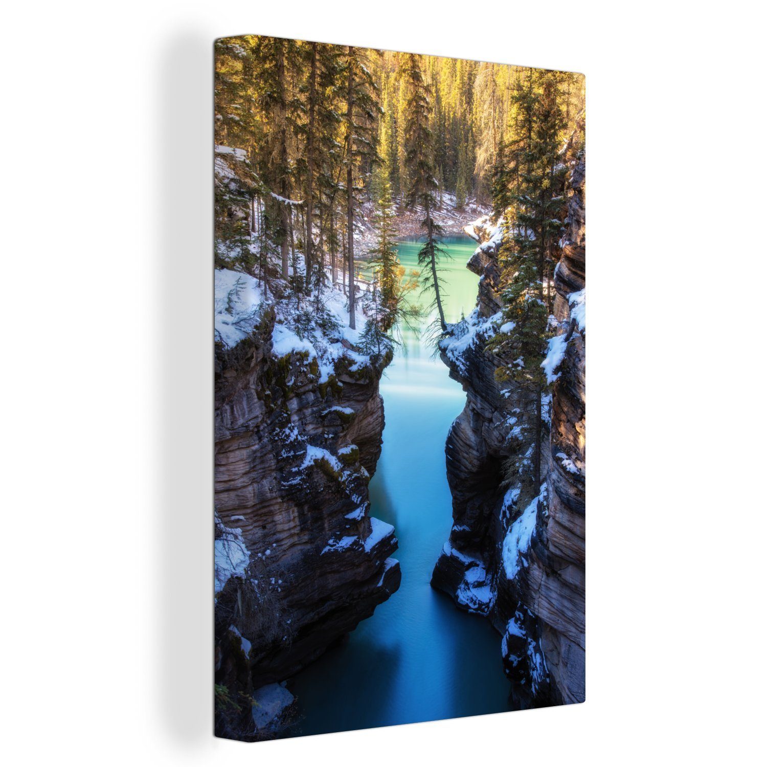OneMillionCanvasses® Leinwandbild Nahaufnahme der nordamerikanischen Athabasca-Wasserfälle in Kanada, (1 St), Leinwandbild fertig bespannt inkl. Zackenaufhänger, Gemälde, 20x30 cm
