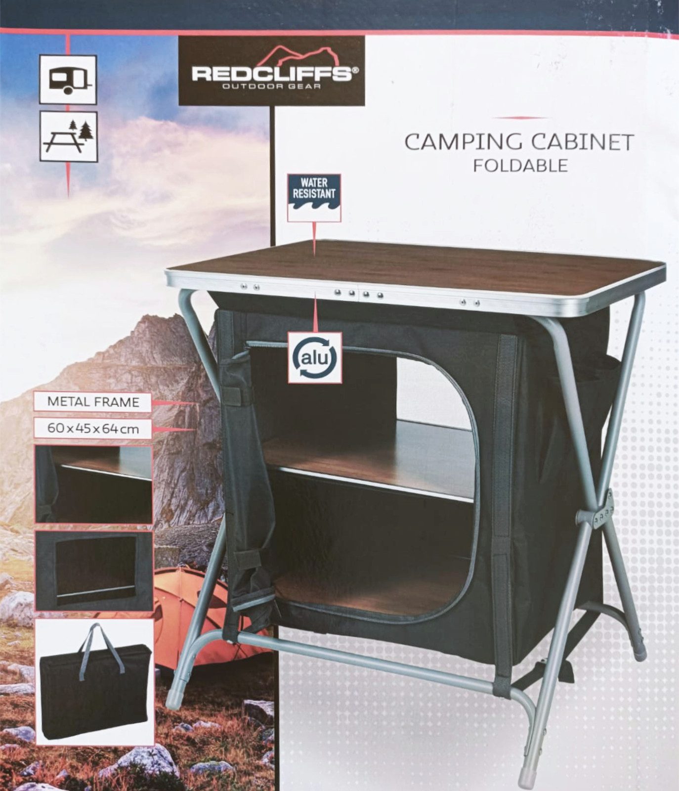 Koopman Gartentisch Campingtisch Campingschrank 64x60x45 cm Aluminium Faltb günstig online kaufen