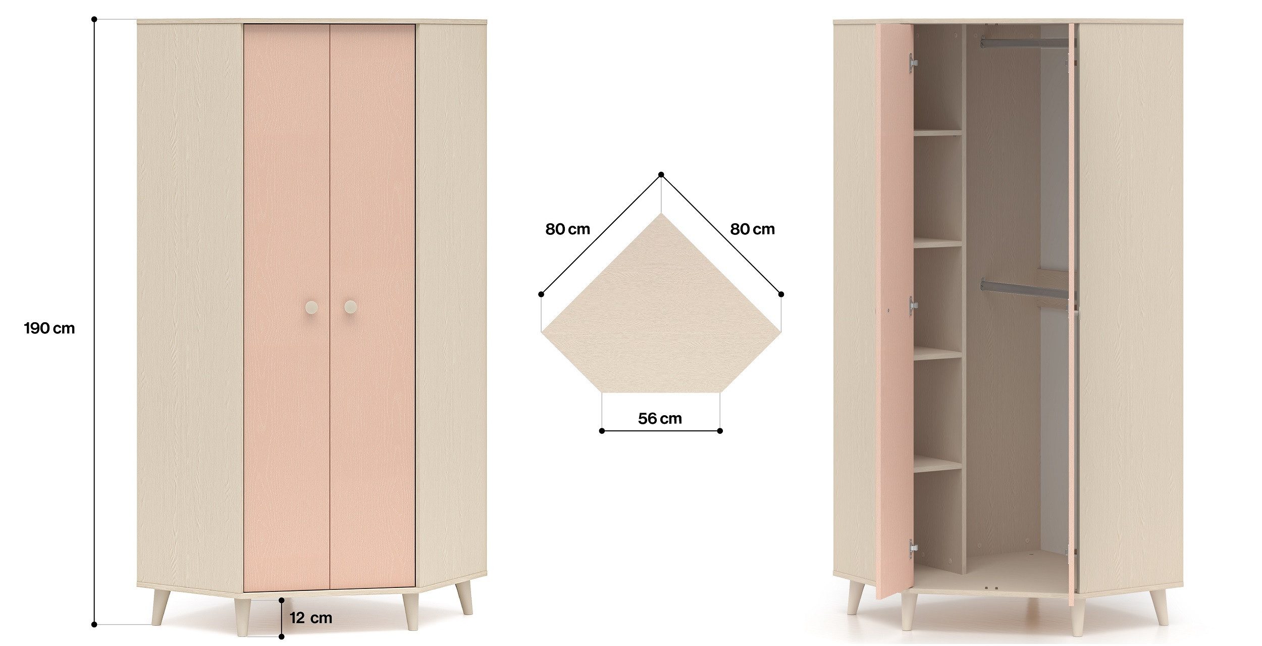 Marmex Möbel Eckkleiderschrank MEVEL 01 Kleiderschrank Ecklösung Raumwunder günstig online kaufen