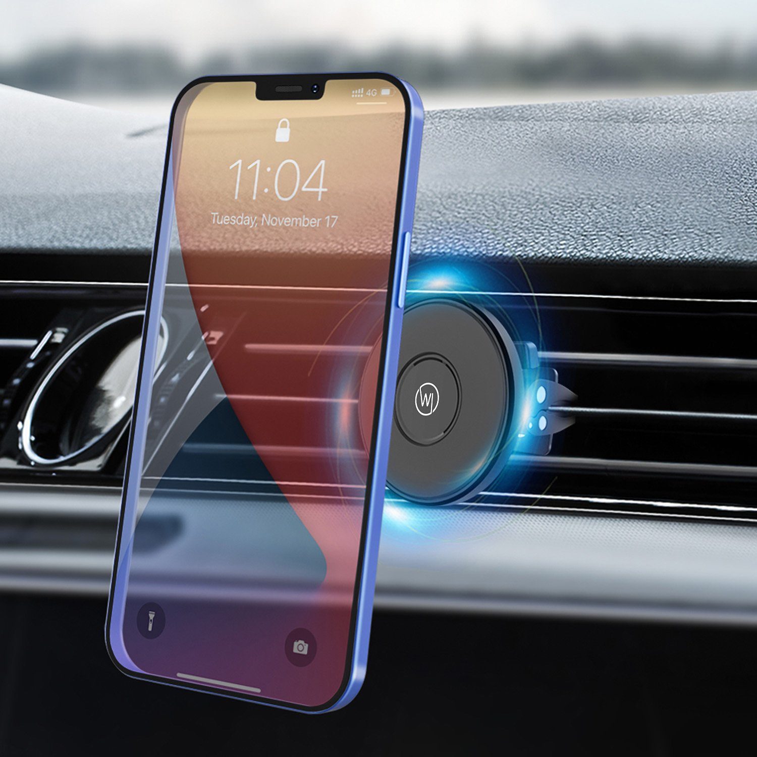 Wicked Chili Smartphone-Halterung KFZ MagSafe Lüfter Autohalterung für iPhone 17 16 15 14 13, (1er Set, 2-tlg., 2in1 Autohalterung & MagSafe Wireless Ladeadapter für iPhone)
