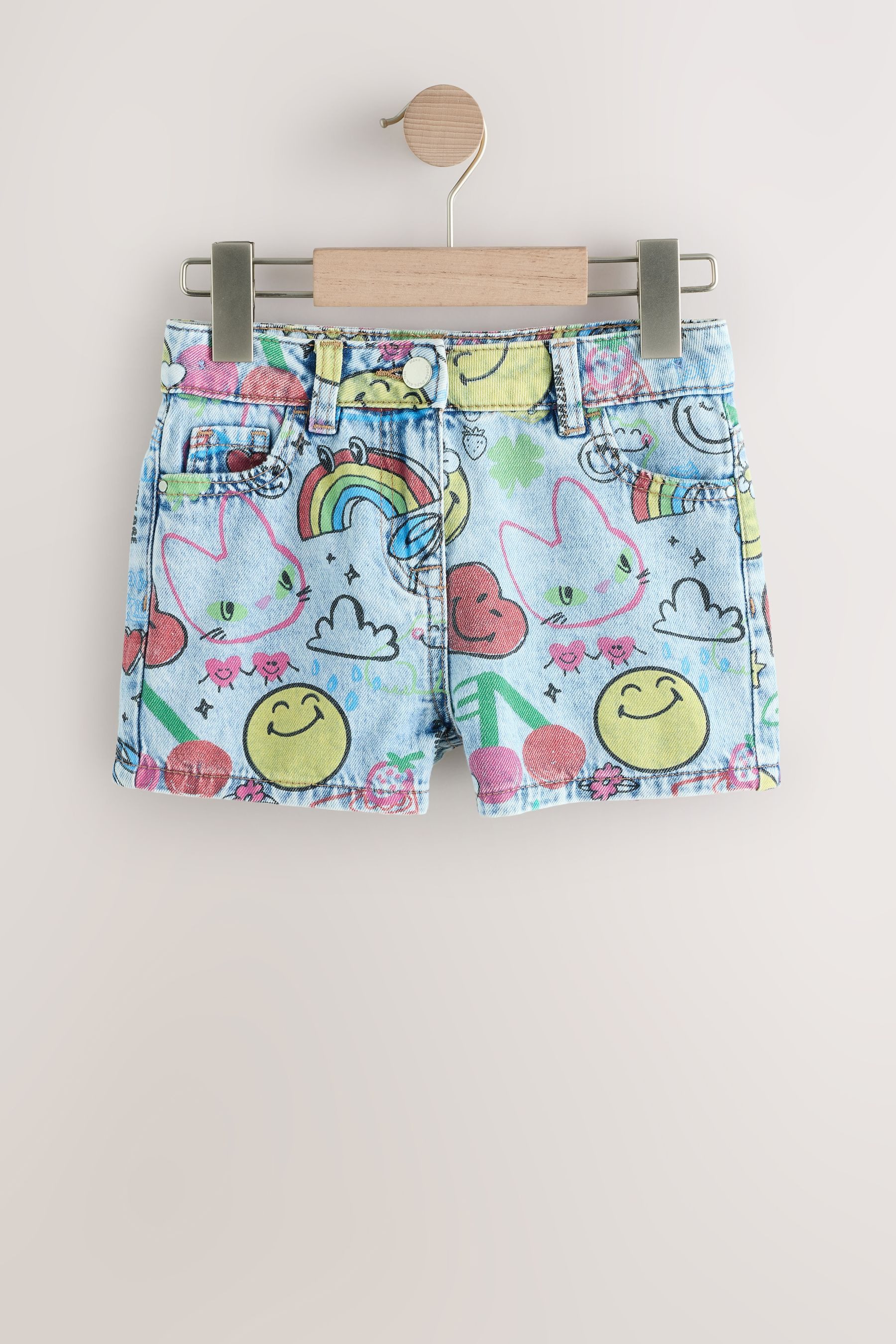 Jeansshorts Denimshorts mit Graffiti-Print, SmileyWorld®