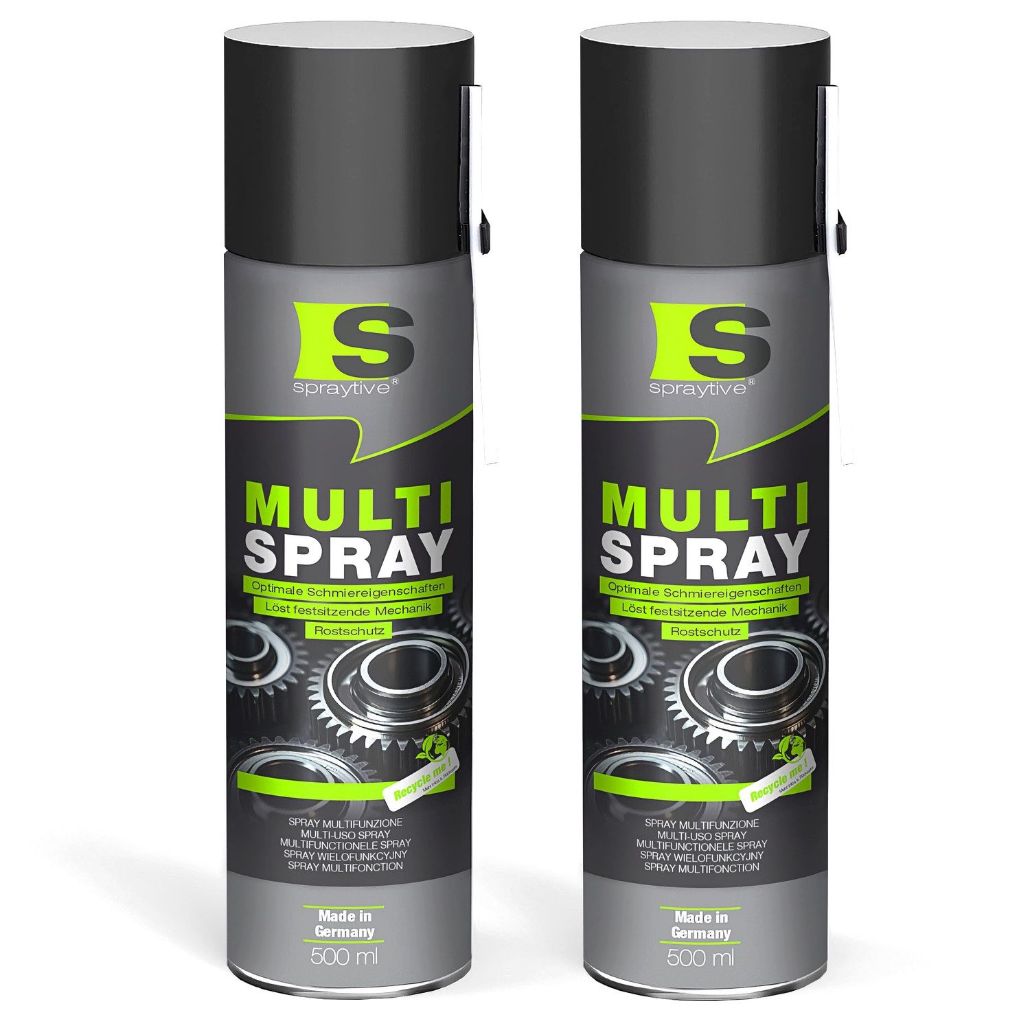 Spraytive 2x 500ml Multi Spray – 5-in-1 Kriechöl Rostlöser Allzweck Kontaktspray Gartengeräte-Pflegespray, Made in Germany