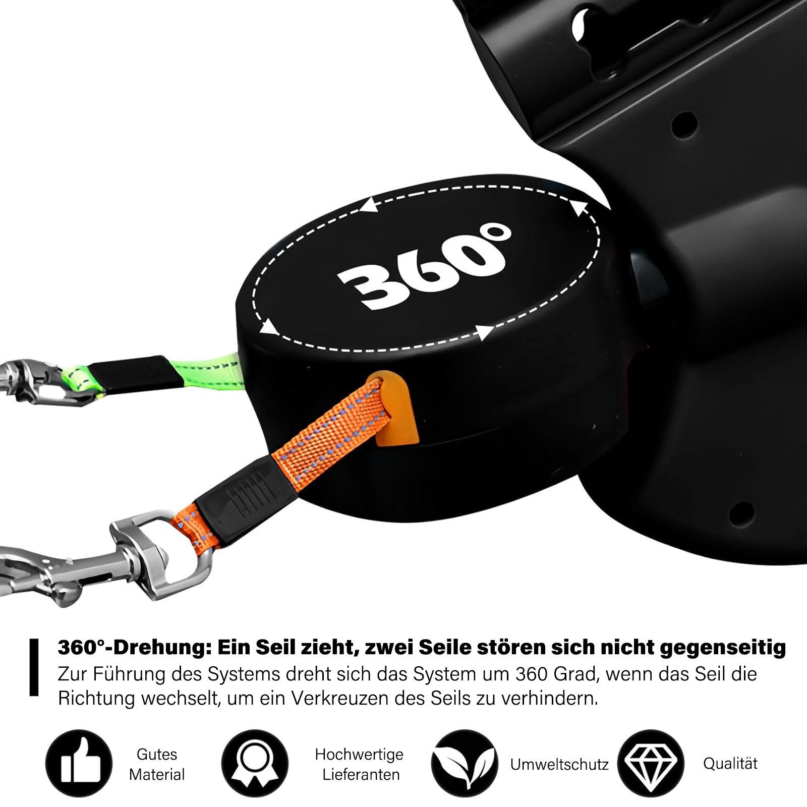 MOPUEA Führleine Hundeleine Doppelleine für 2 Hunde, Flexible Einziehbare Hundeleine, (1-tlg)