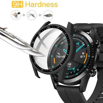 MSM Smartwatch-Hülle Hülle für Huawei Watch GT2 46 mm Schutzhülle Schutzglas Case Display Panzerfolie 9H