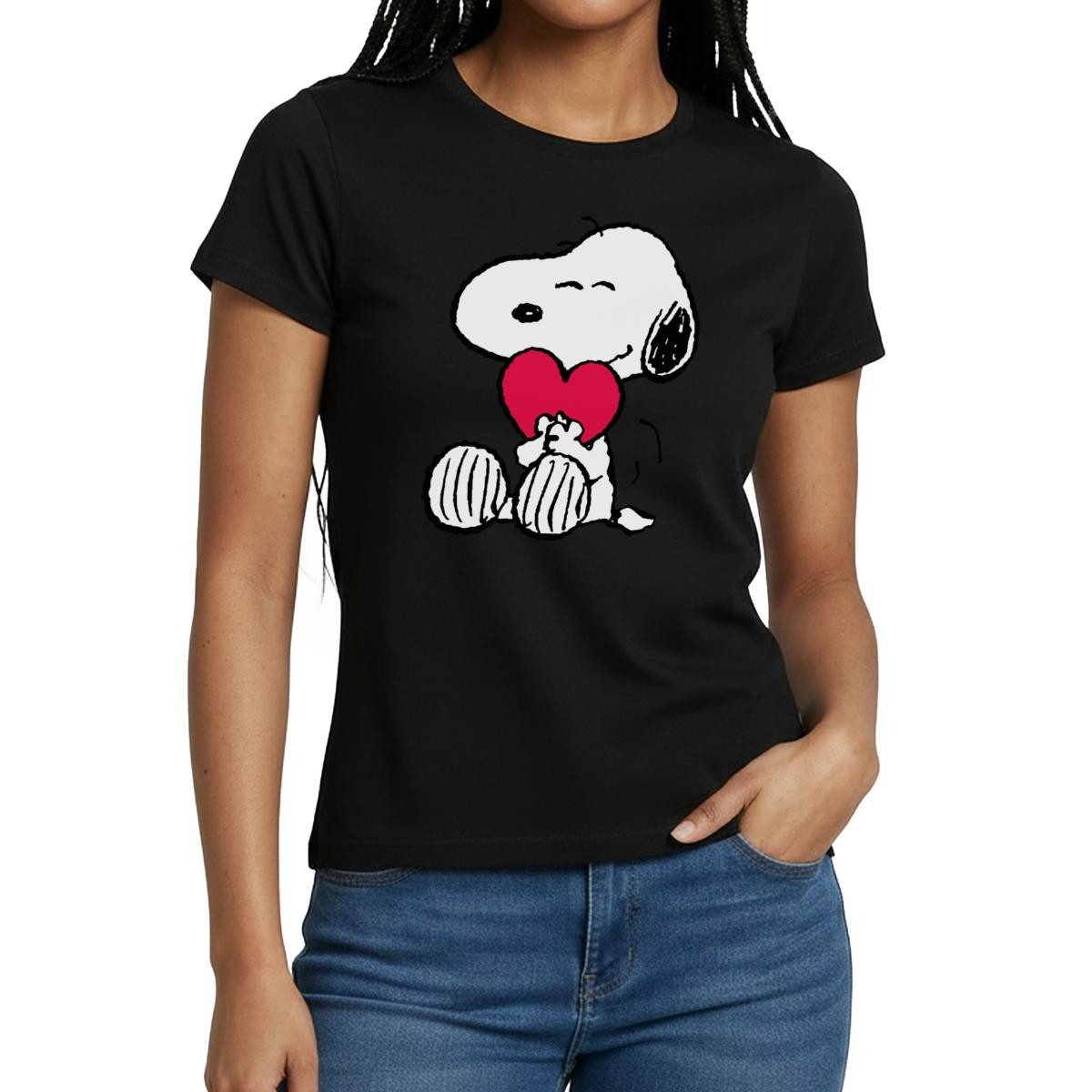 T-Shirt Peanuts Snoopy Herz Love Geschenk Frauen T-Shirt