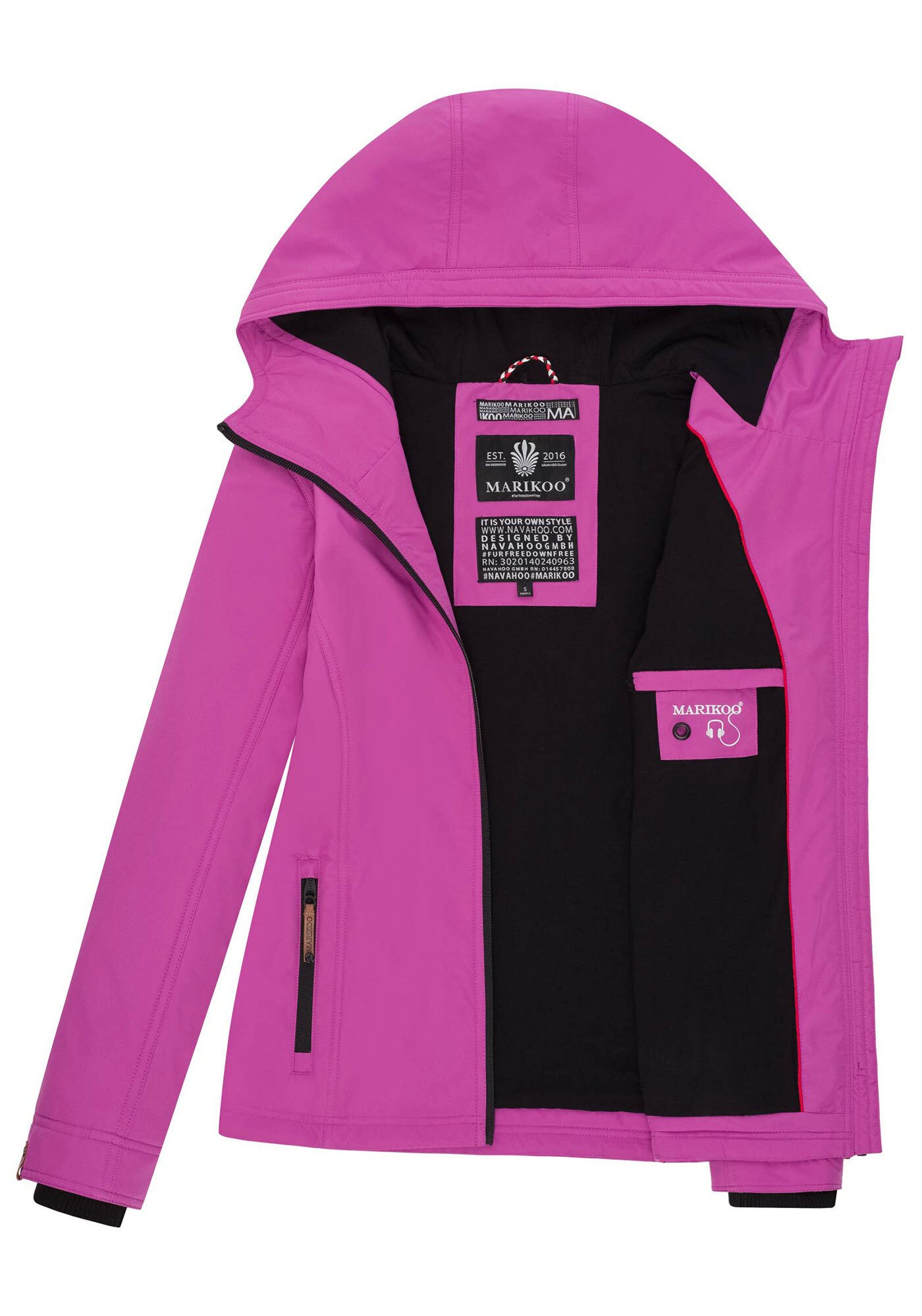 Marikoo Outdoorjacke Brombeere Sportliche Übergangsjacke mit Kapuze und schützendem Kragen – Bild 5 von 5