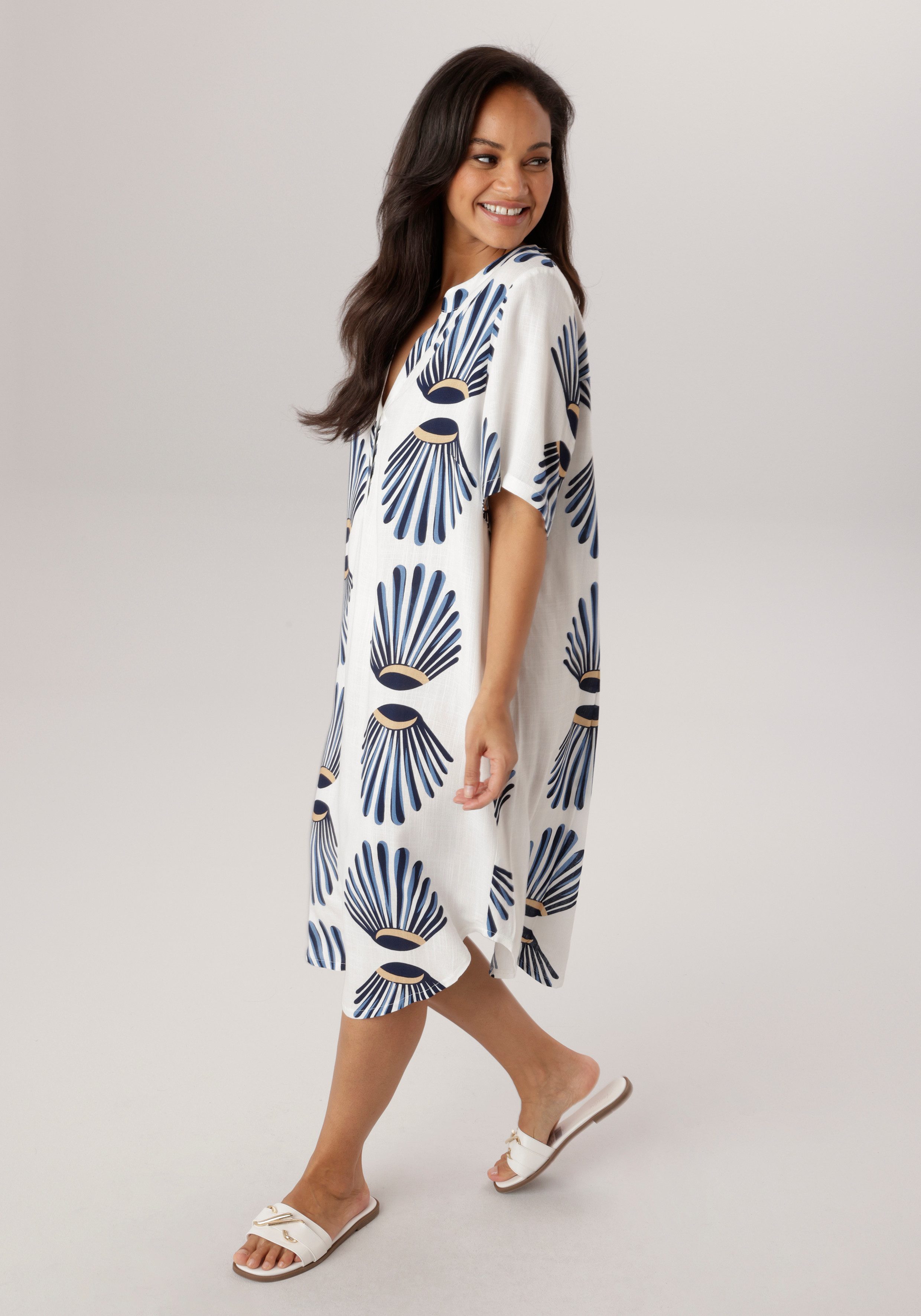 Aniston PLUS Blusenkleid aus weich fallender Viskose in Leinenoptik - NEUE KOLLEKTION