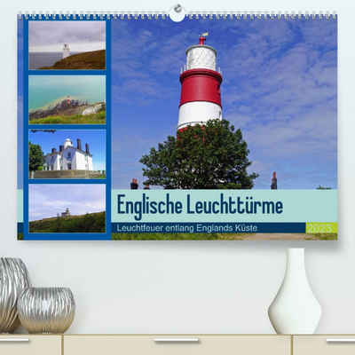 CALVENDO Wandkalender Englische Leuchttürme - Leuchtfeuer entlang Englands Küste (Premium, hochwertiger DIN A2 Wandkalender 2023, Kunstdruck in Hochglanz)
