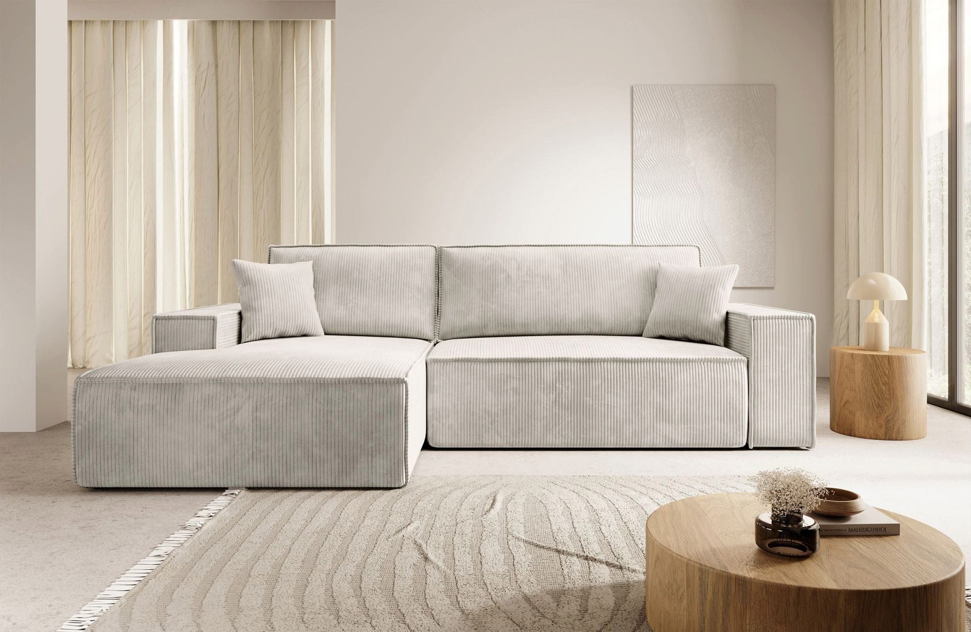 Selsey Ecksofa FARESE NEW, mit Schlaffunktion, Bettkasten und tierfreundlichem Cordbezug, 267 cm