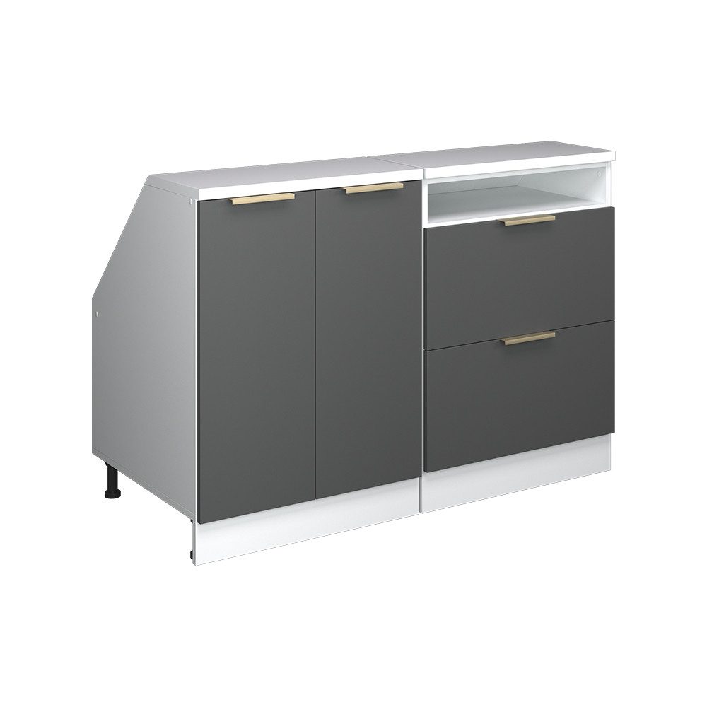 Vicco Kommode Rion, Anthrazit-Gold/Weiß, 120 cm 2er Set Schrankkorpuss 60 cm Tiefe (2 St)