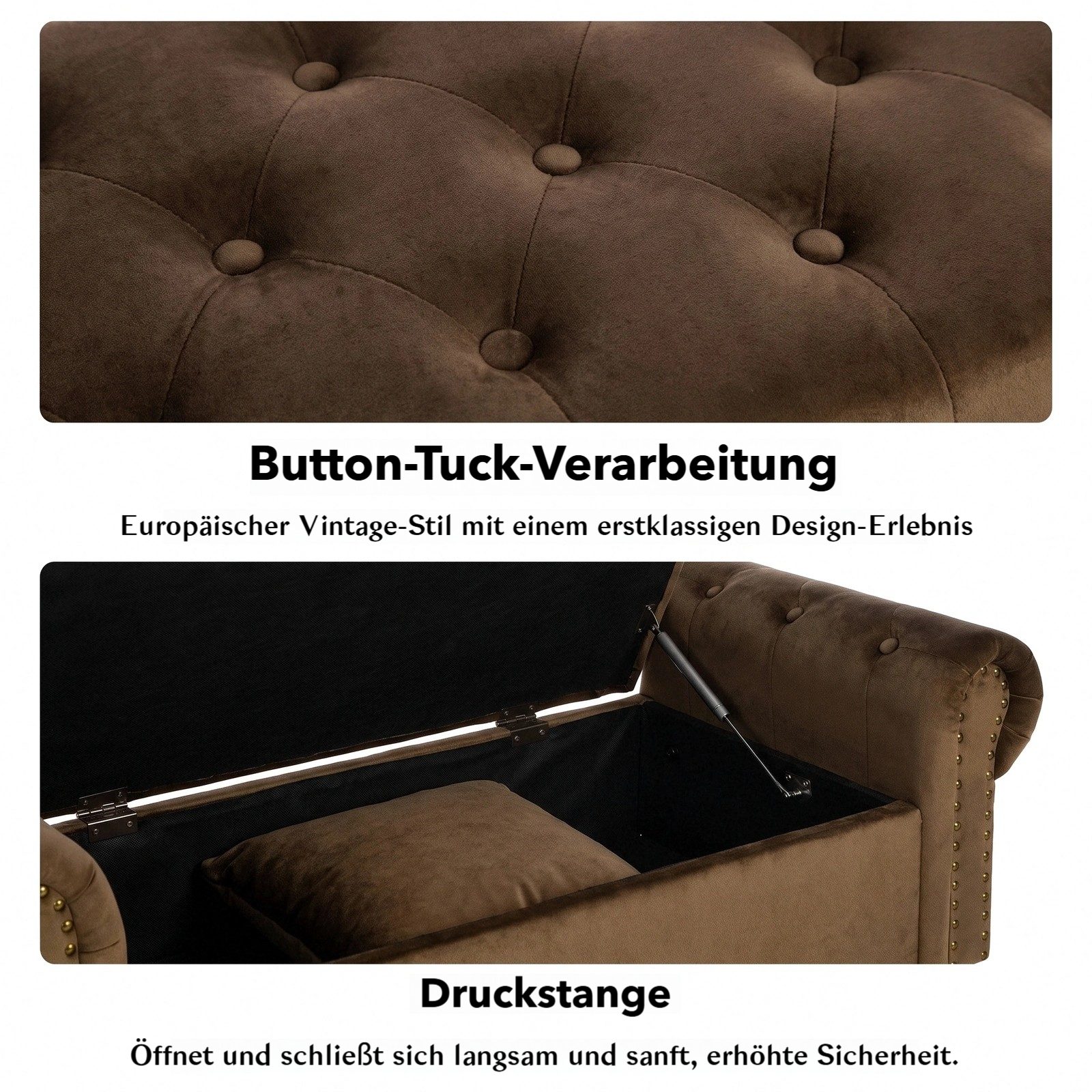 TLGREEN Bettbank Doppelter Hocker mit Stauraum, (Samt,Eleganz und Komfort mit Stauraum), Multifunktionsbank für Wohnzimmer,Schlafzimmer – Bild 4 von 5