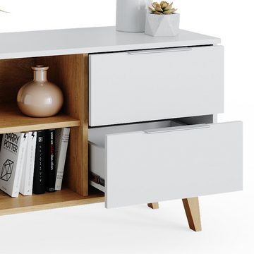 Vicco Kommode Sideboard Anrichte Nautica mittel Weiß / Buche