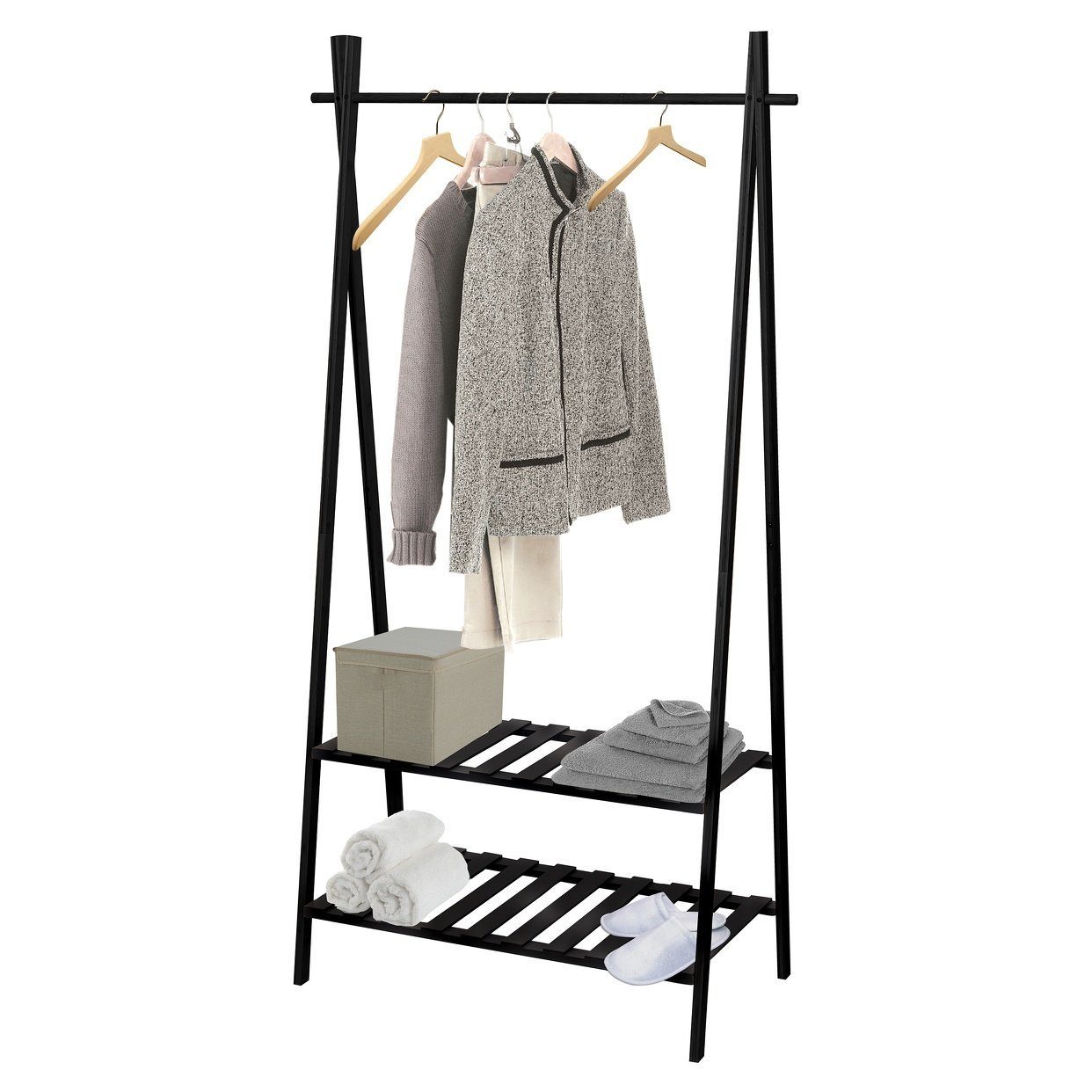 MSV Kleiderständer MIA, Garderobenständer mit Kleiderstange und 2 Ablagen, günstig online kaufen