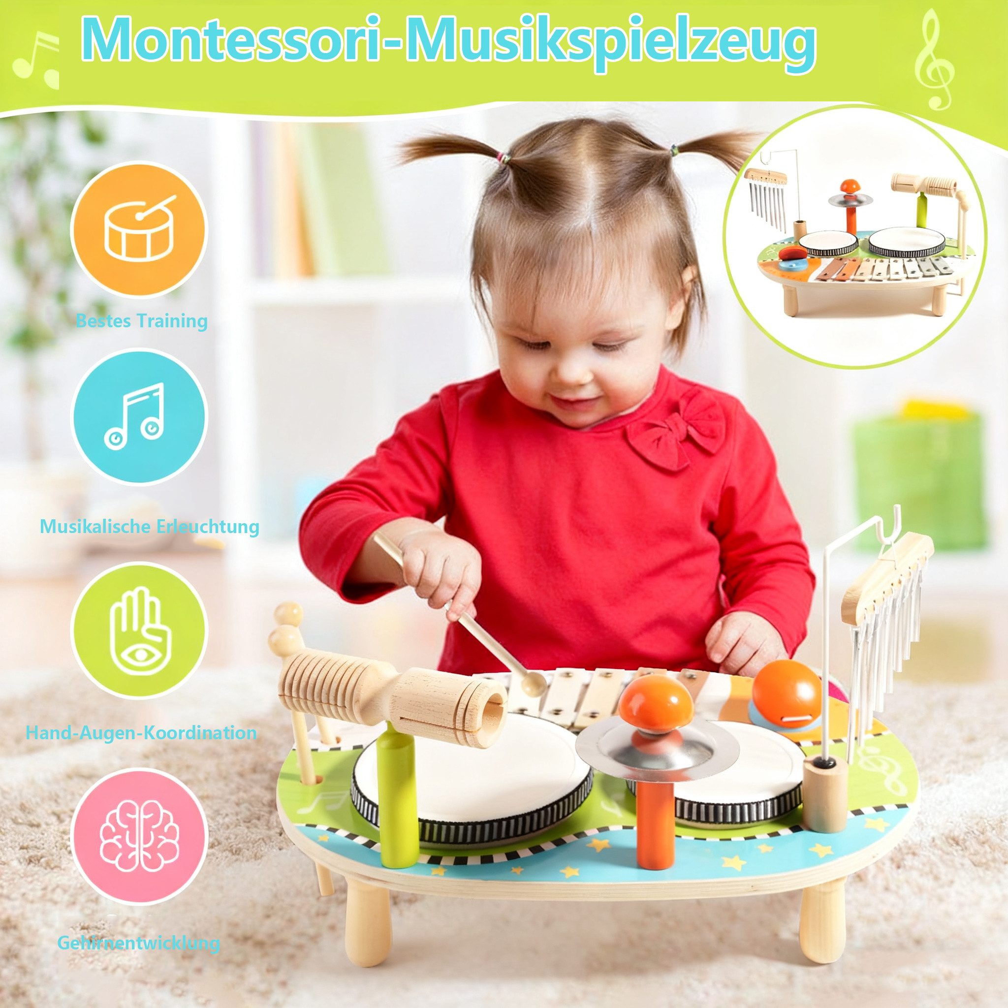 CLTYQ Spielzeug-Musikinstrument Montessori Spielzeug Instruments Percussion günstig online kaufen