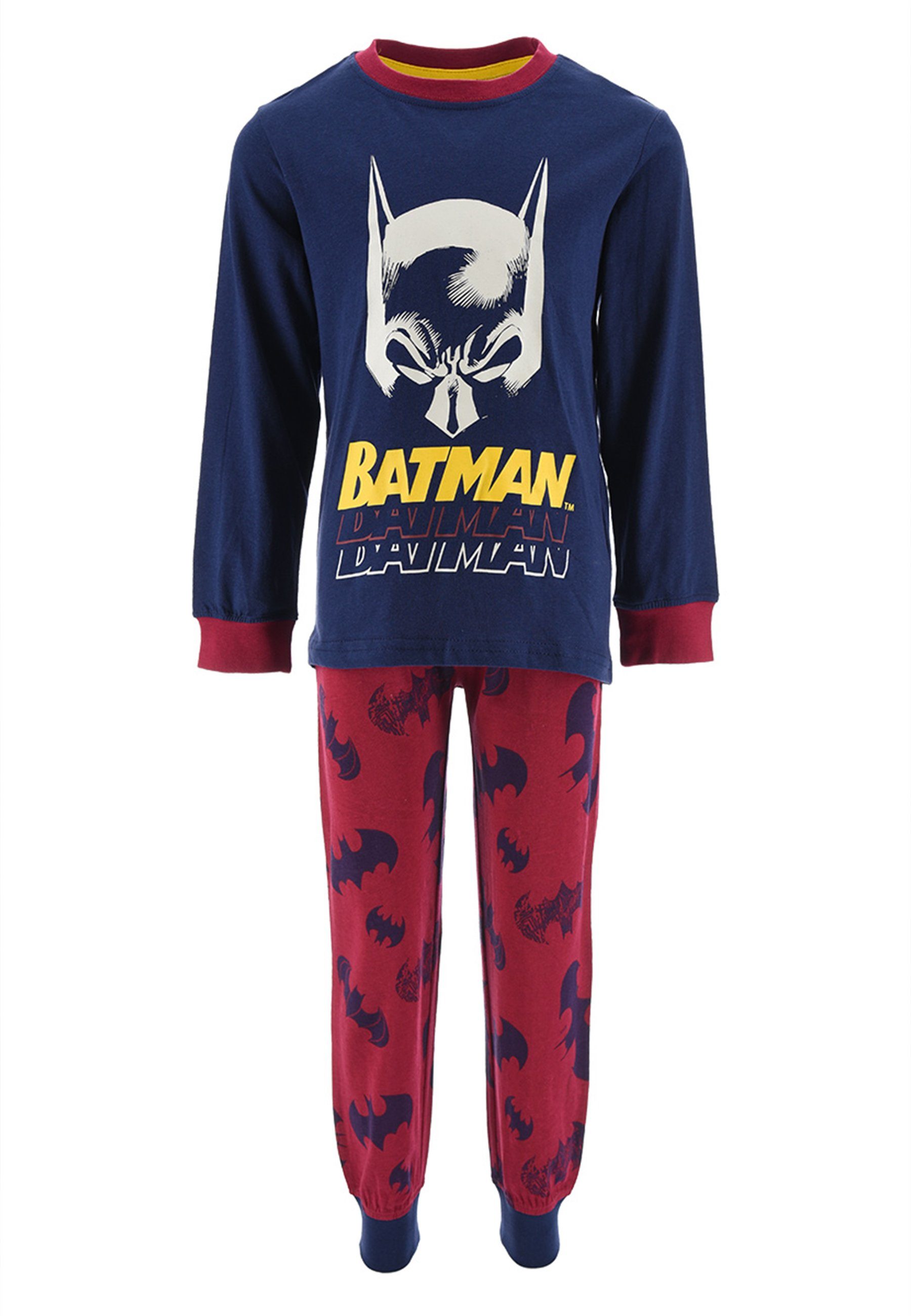 Batman Schlafanzug Kinder Jungen Pyjama langarm Nachtwäsche (2 tlg) Blau