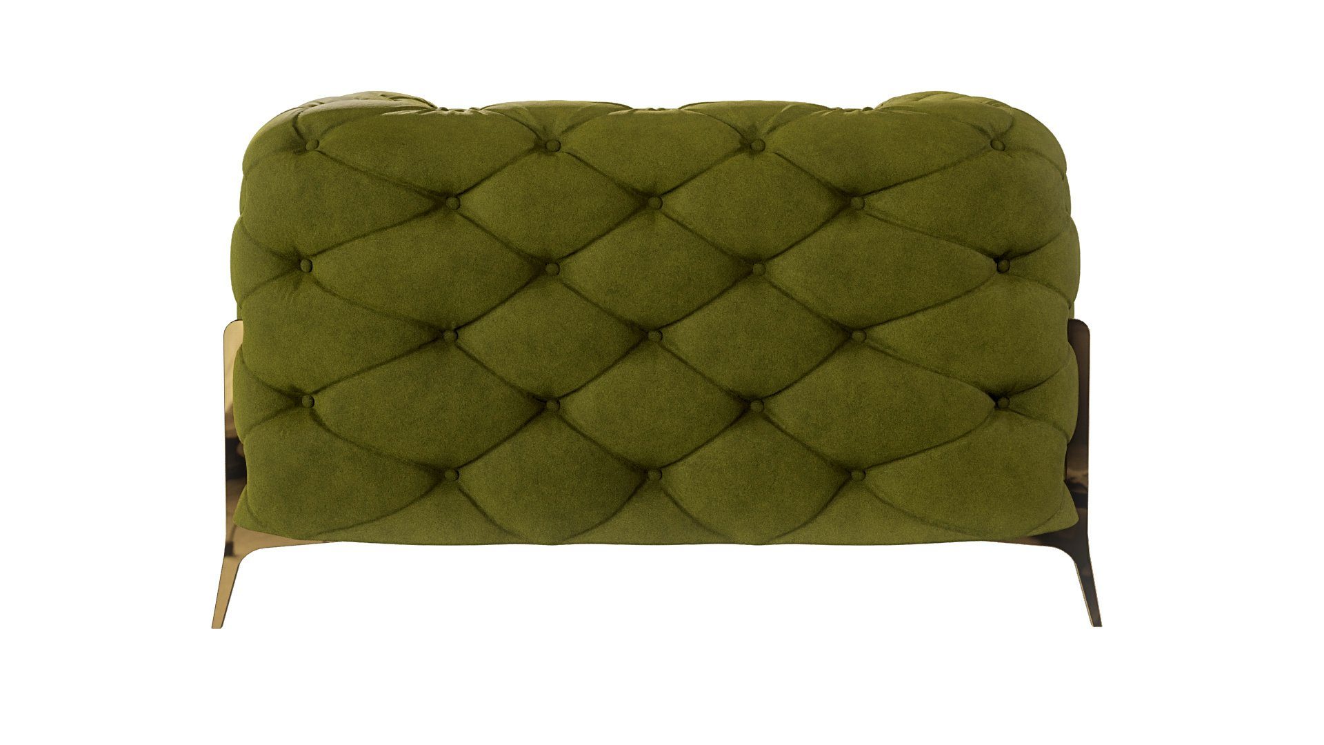 3-Sitzer-Sofa, Möbel Polstergarnitur Sessel), Ashley Goldene Füßen, Chesterfield 3+2+1 mit Olive Metall 1x 2-Sitzer-Sofa, (1x mit Polstergarnitur 1x S-Style Wellenfederung