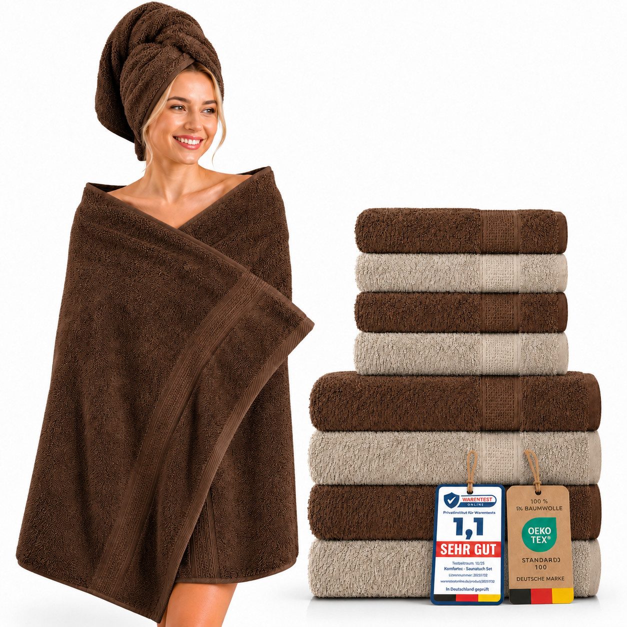 Komfortec Handtuch Set Premium 8x Handtuch & Badetuch Set