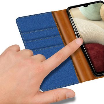CoolGadget Handyhülle Denim Schutzhülle Flip Case für Samsung Galaxy A12 6,5 Zoll, Book Cover Handy Tasche Hülle für Samsung A12, M12 Klapphülle