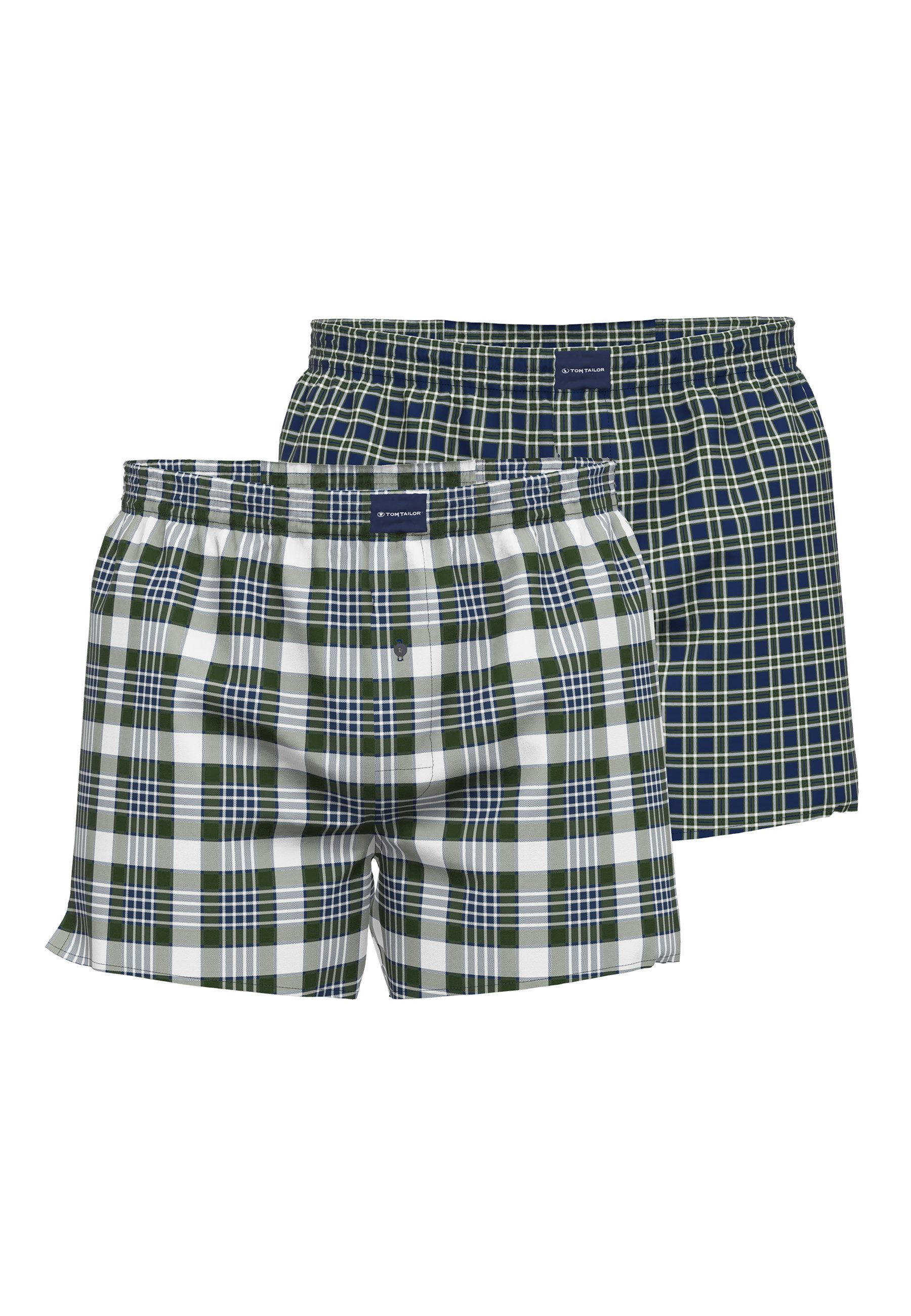 TOM TAILOR Boxershorts TOM TAILOR Herren Boxershort grün kariert 2er Pack ( günstig online kaufen