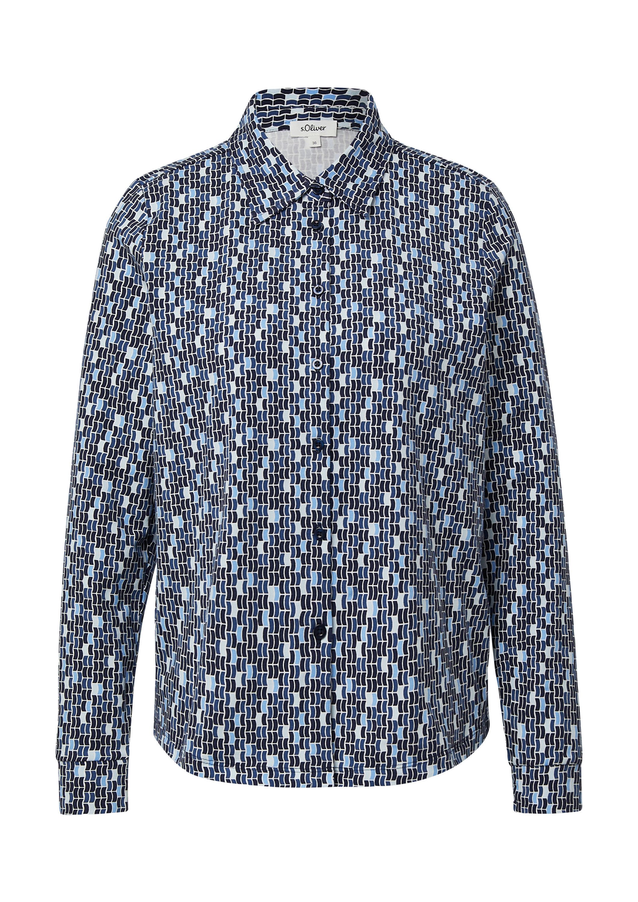 s.Oliver Langarmbluse T-Shirt Elastische Jerseybluse mit All-over-Print günstig online kaufen
