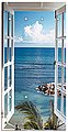 Artland Garderobe »Fenster zum Paradies«, platzsparende Wandgarderobe aus Holz mit 6 Haken, geeignet für kleinen, schmalen Flur, Flurgarderobe, Bild 1