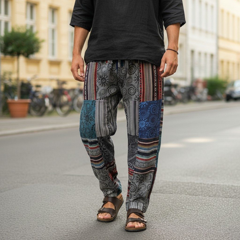 Guru-Shop Relaxhose Patchwork Yogahose, Goa Hose, Loose fit Hose -.. Hippie, Ethno Style, alternative Bekleidung