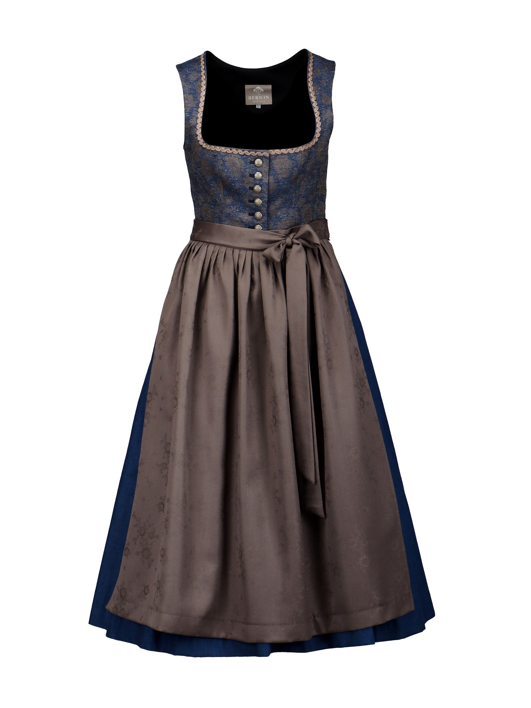 Berwin Dirndl Berwin & Wolff Langes Dirndl Blau ? Festliches Trachtenkleid mit edler