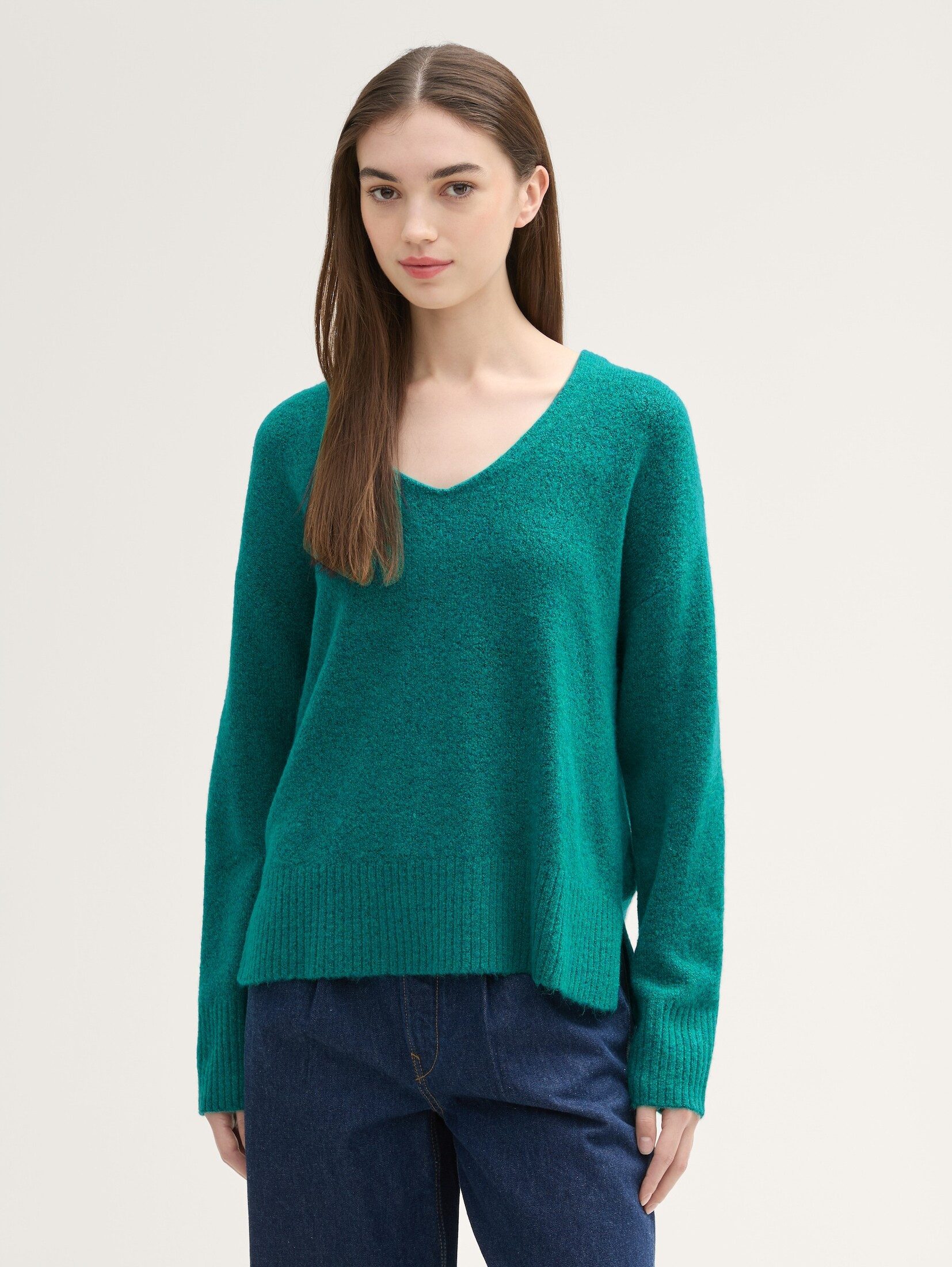 Strickpullover Relaxed Strickpullover mit V-Ausschnitt
