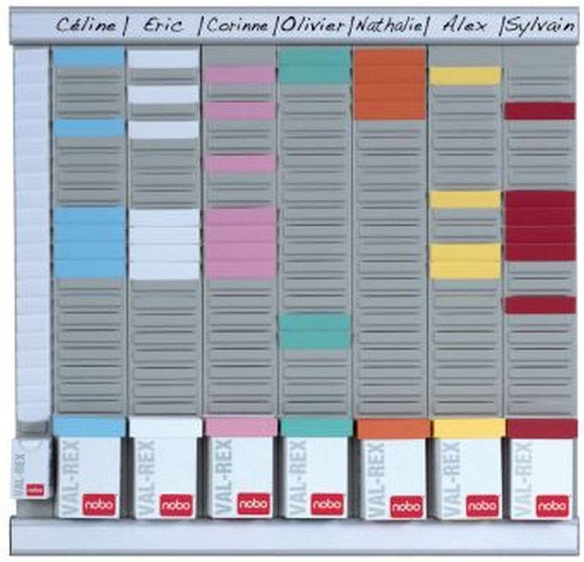 NOBO Wandtafel Büro Planer Set für T-Karten Gr. 2 Aluminium 7 Spalten 24 Fächer