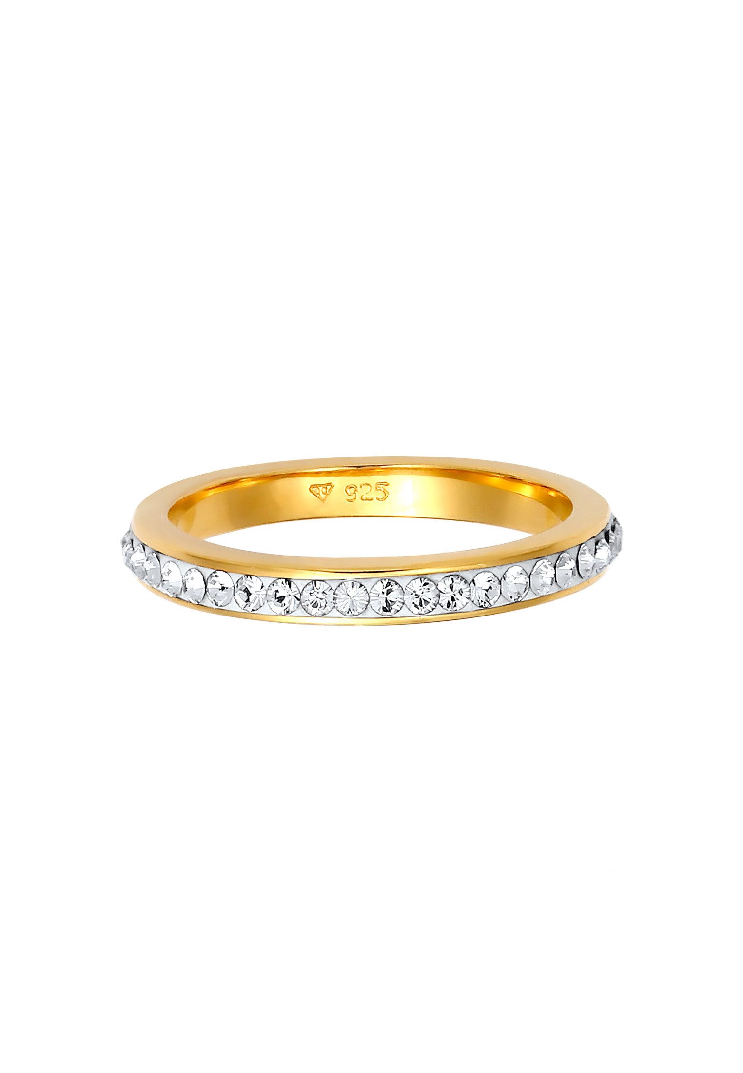 Elli Fingerring Bandring 925 Silber vergoldet, mit Kristallen von Swarovski®