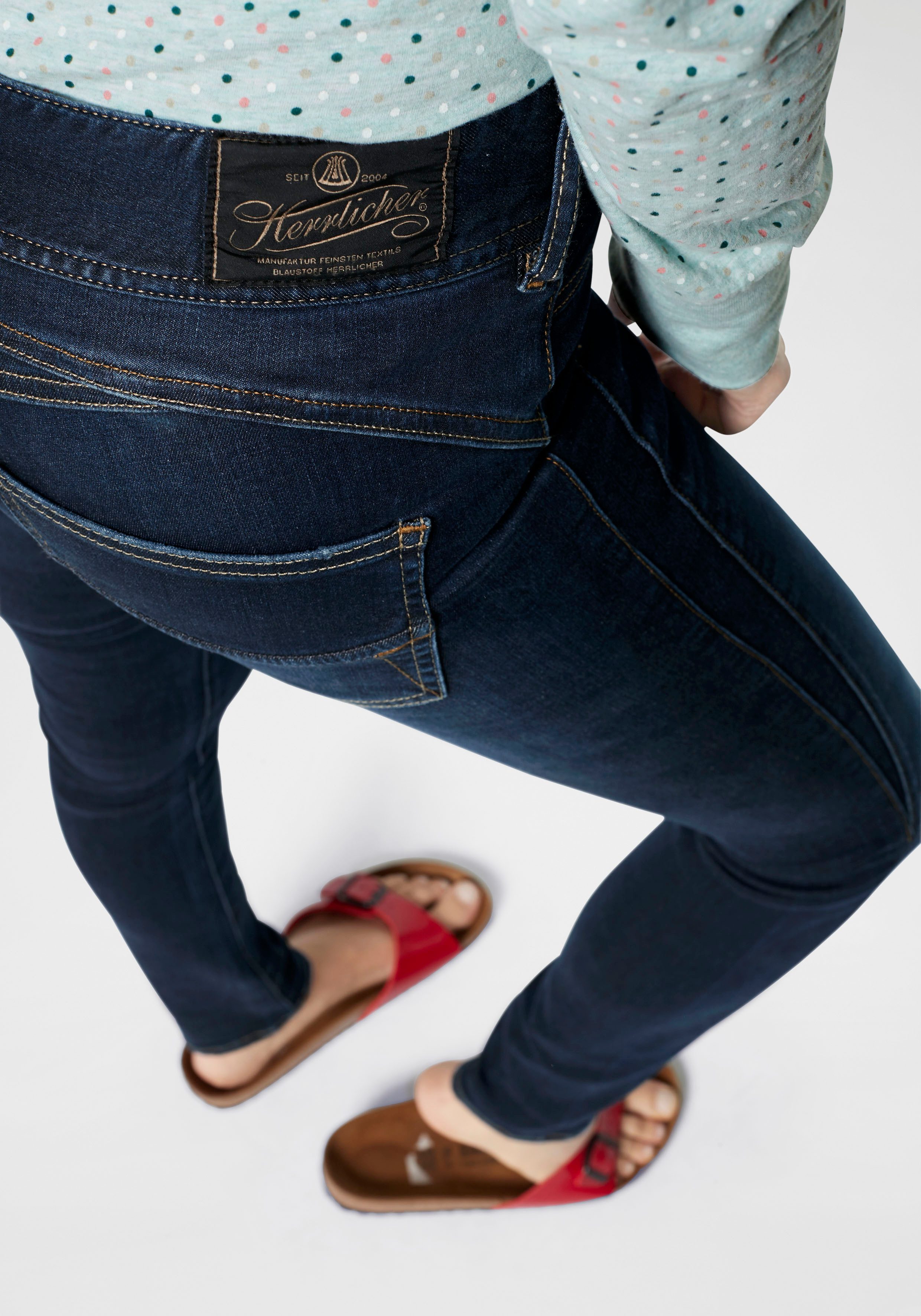 Herrlicher 5-Pocket-Jeans Gila Slim Denim mit seitlichen Keileinsätzen, figurformend