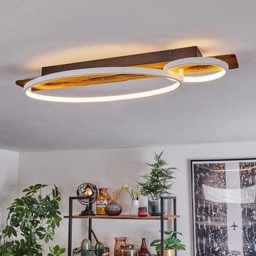 hofstein Deckenleuchte Deckenlampe aus Metall/Holz/Kunststoff in Anthazit/Natur/Weiß, LED fest integriert, 3000 Kelvin, dimmbar über Lichtschalter, 3600 Lumen, LED 30 Watt