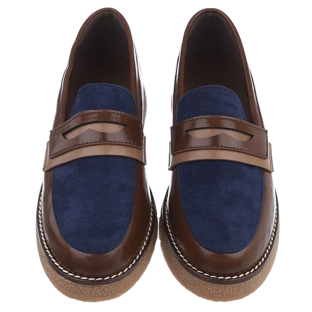 Ital-Design Elegante Damenkomfort-Schuhe mit Riemen für alle Anlässe Slipper (90169312) Blockabsatz Mokassins in Braun
