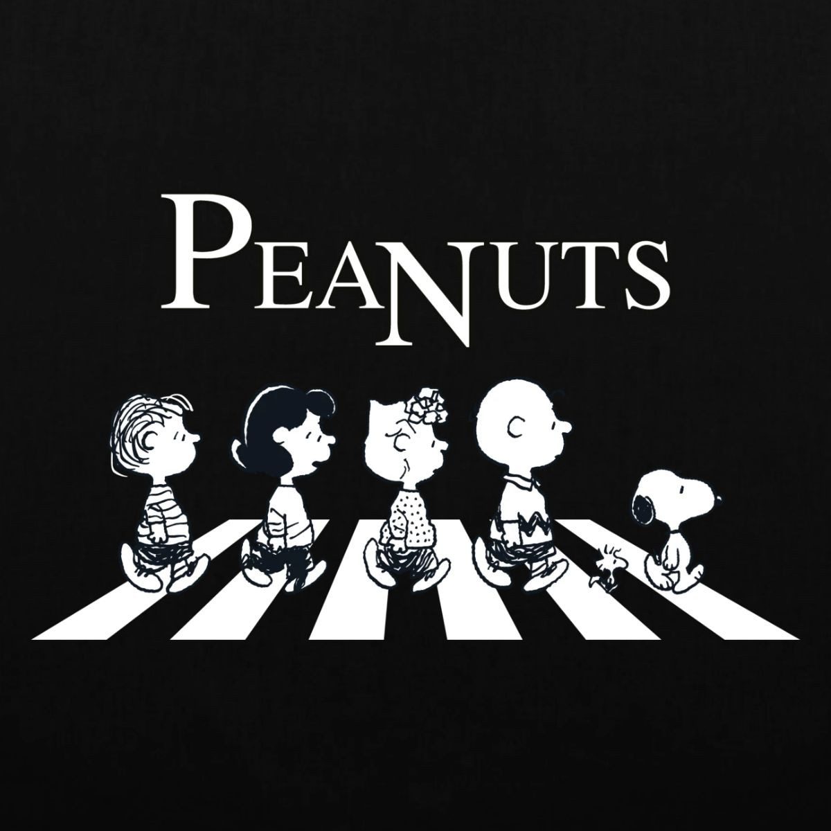 Spreadshirt Henkeltasche Peanuts and Friends Abbey Road Stoffbeutel (1-tlg)