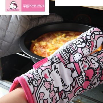 Chefmade Topfhandschuhe Ofenhandschuhe Kinder aus Baumwolle 18 x 28 cm, (1 Paar, 1-tlg), Topflappen Handschuhe - Backofenhandschuhe Pink