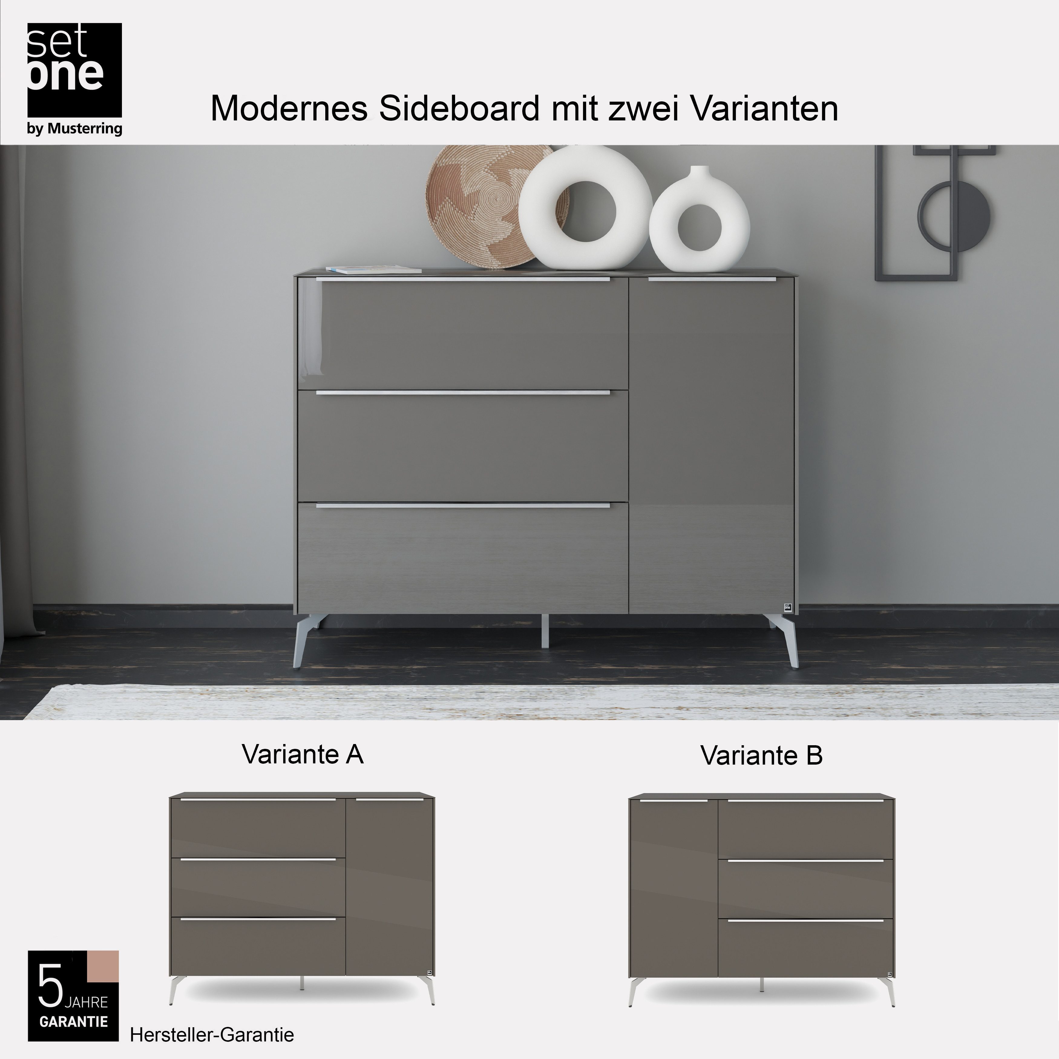 set one by Musterring Sideboard Reno (1 St), Mit Winkelfuß in diversen Farben, 109 cm Höhe & Farbauswahl