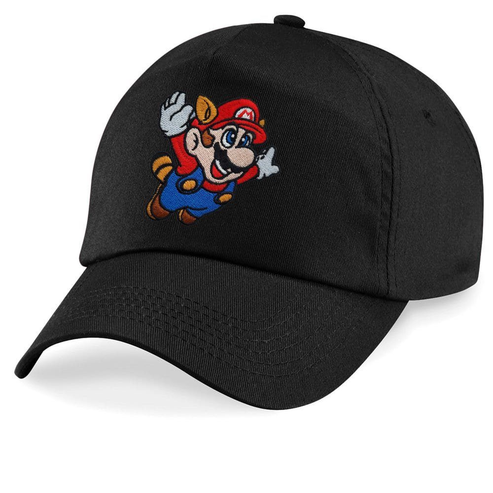 Blondie & Brownie Baseball Cap Kinder Mario Fligh Stick Patch Luigi Peach Super Nintendo Schwarz