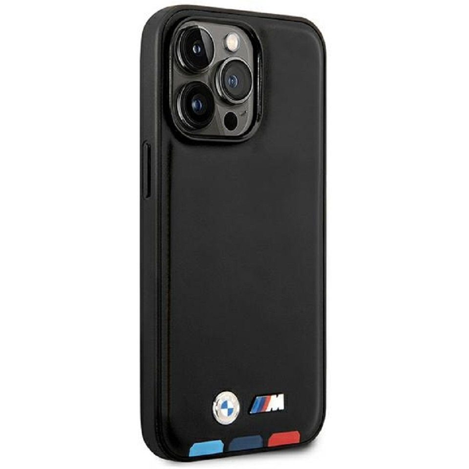 BMW Handyhülle Case iPhone 14 Pro Max Kunstleder Tricolor schwarz Logo 6,7 Zoll, Kantenschutz