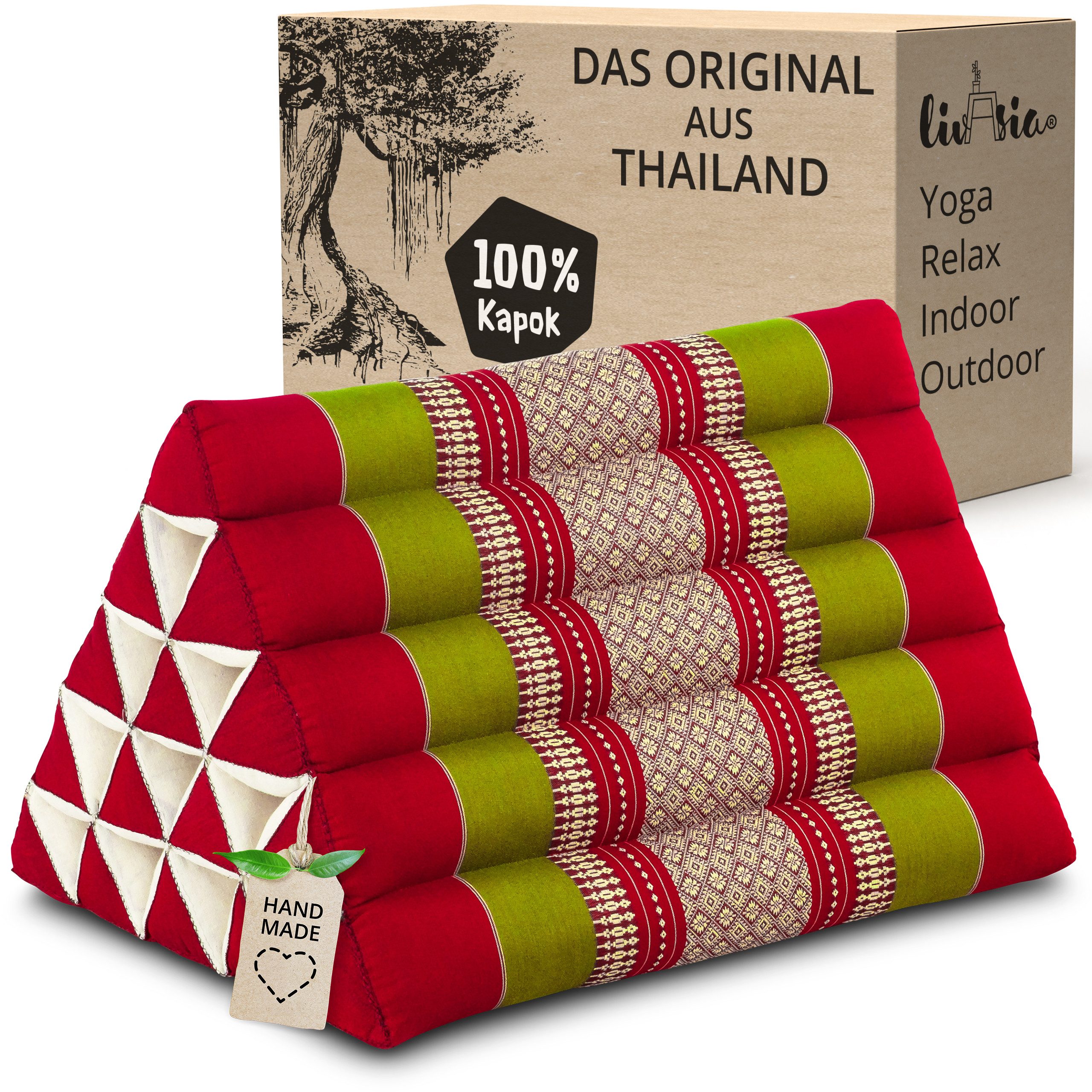 livasia Keilkissen Dreieckskissen hoch (Classic) - 38x55x35cm, Kapok, vegan, handgefertigt