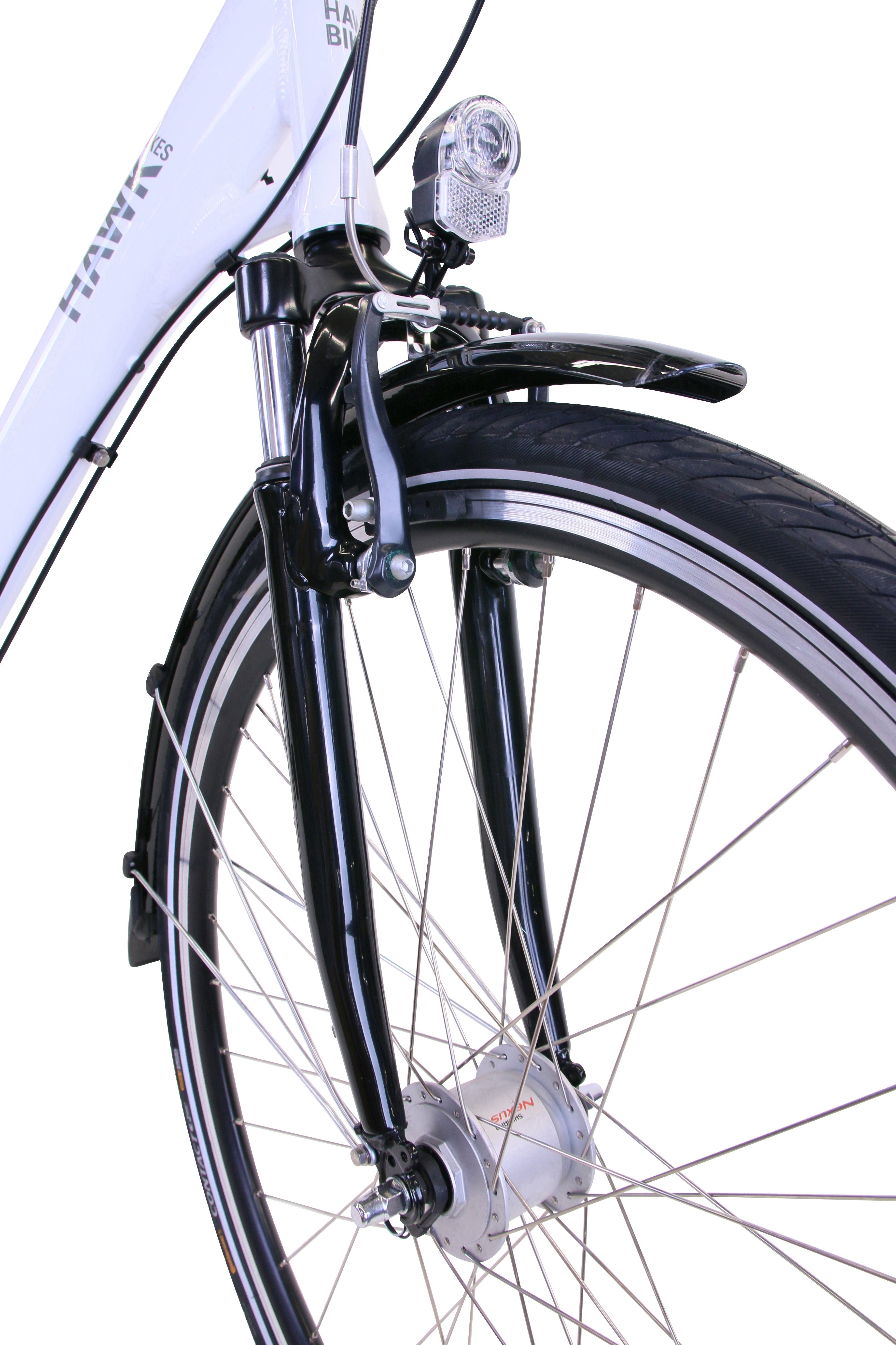 Bikes Schaltwerk, HAWK Cityrad Shimano Front-Drahtkorb Plus HAWK Wave mit City White, Deluxe 7 Nexus Gang