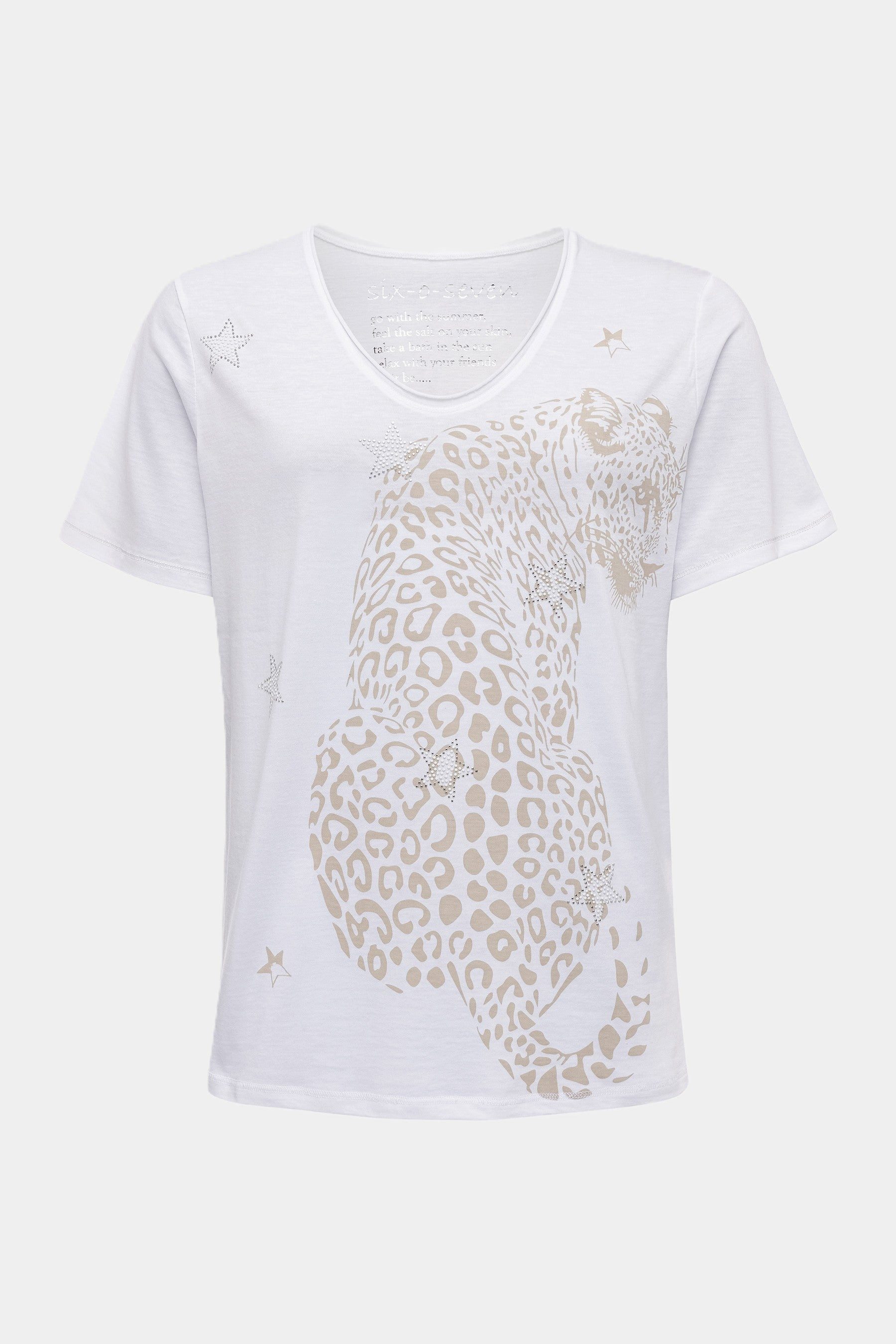 six-o-seven T-Shirt T-Shirt mit beigen Leopard-Print günstig online kaufen