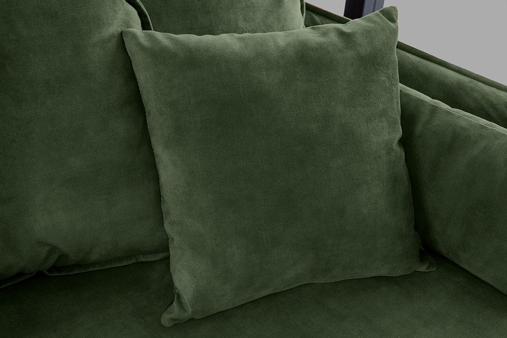 riess-ambiente 3-Sitzer HEAVEN 210cm dunkelgrün · Hussensofa mit Kissen und abnehmbaren Bezug, Einzelartikel 1 Teile, Wohnzimmer-Couch · Samt-Bezug · Federkern- – Bild 5 von 5
