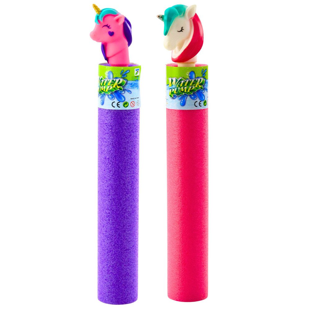 LEAN TOYS Wasserpumpe Wasserspritze Wasserkanone Gartenspielzeug (Spar-Set, 1-tlg., 35 cm leicht), Schaumstoff, 35 cm, Einhorn, ohne Batterie