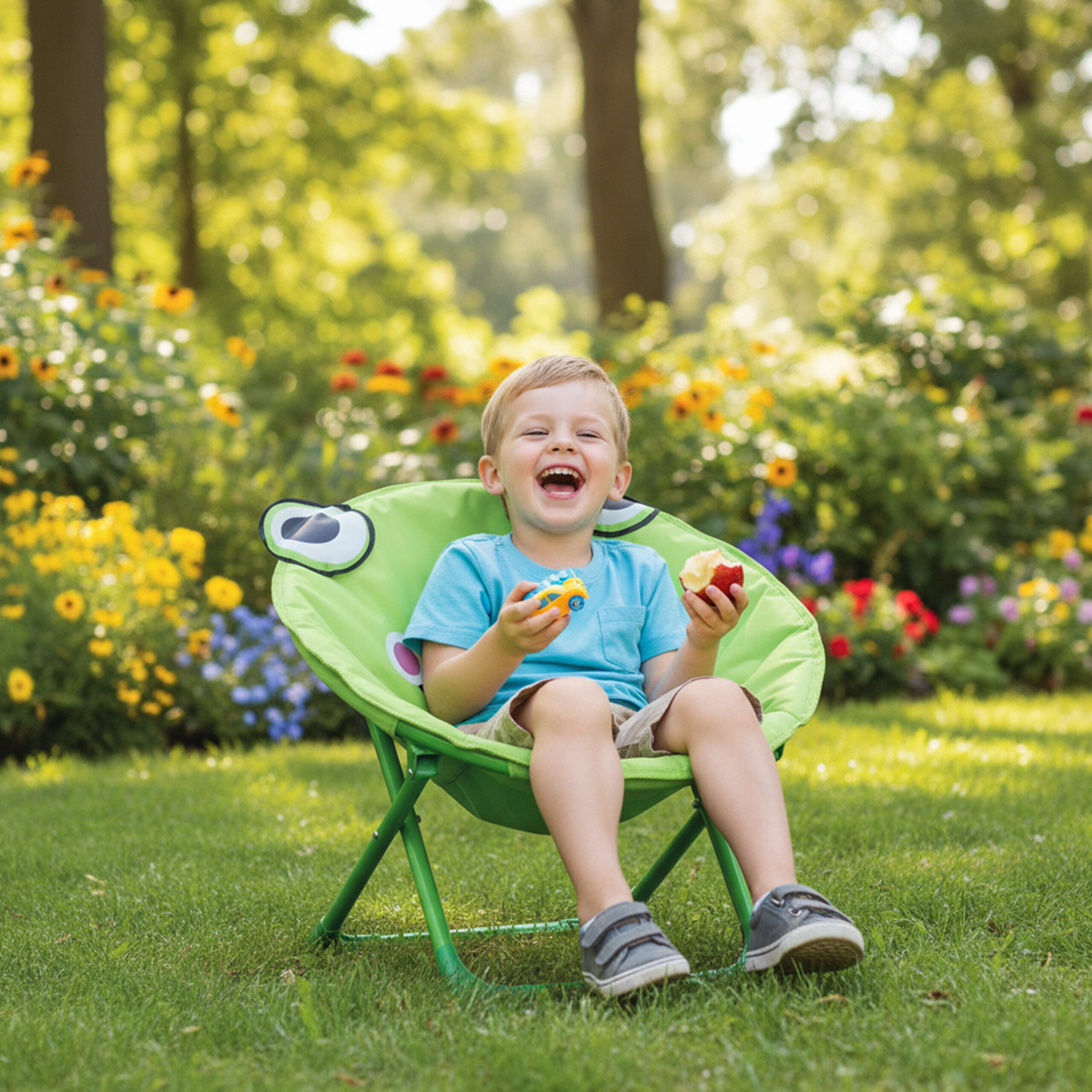 relaxdays Campingstuhl Faltbarer Moonchair für Kinder, Frosch