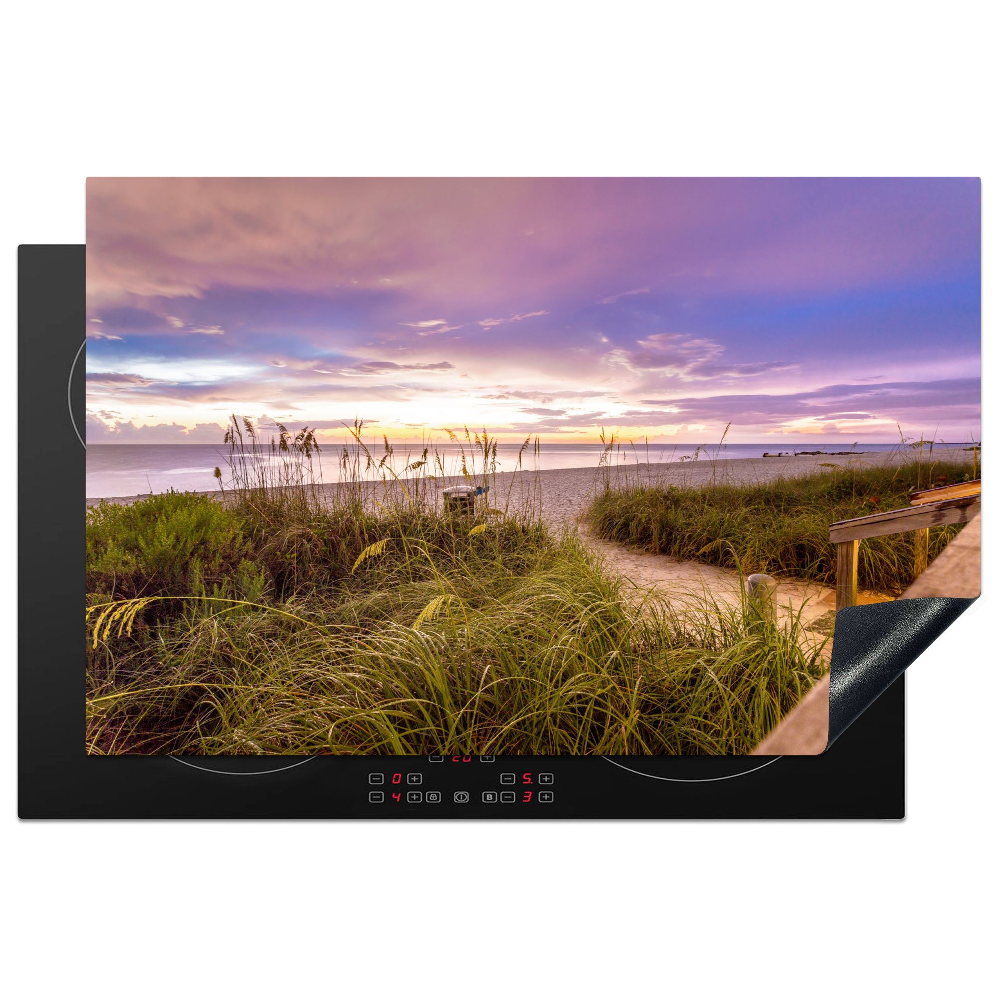 MuchoWow Herdblende-/Abdeckplatte Bunter Himmel über dem Strand in Florida, Vinyl, (1 tlg), 81x52 cm, Induktionskochfeld Schutz für die küche, Ceranfeldabdeckung