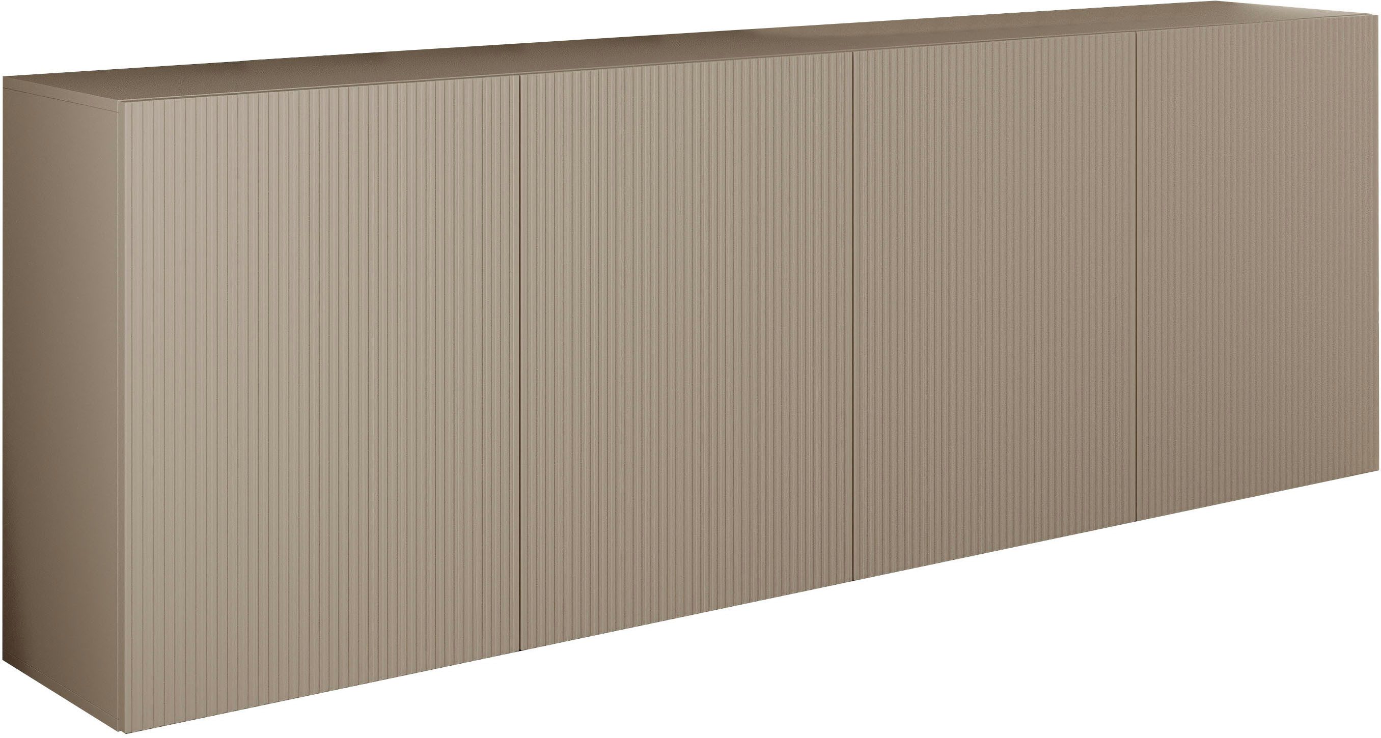 Home affaire Sideboard Rio Breite 240 cm, Kommode mit 4 Türen, Anrichte, geriffelte MDF-Fronten, modern u. elegant, viel Stauraum