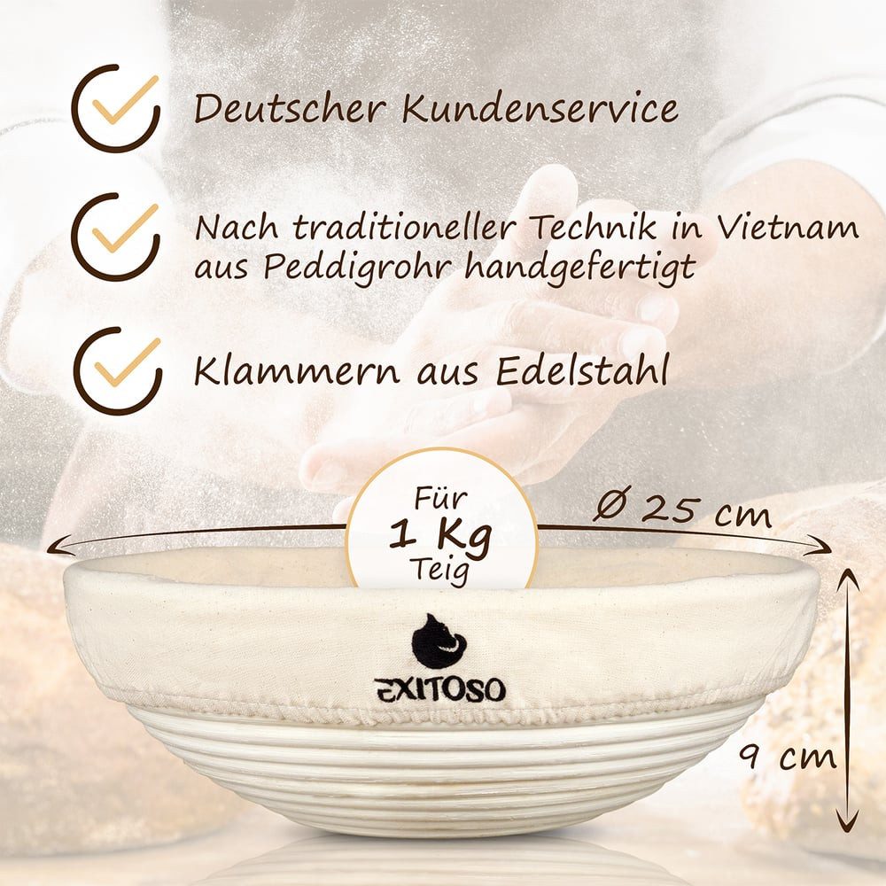 Exitoso Gärkorb Rund, einfach frisches Brot backen - nachhaltig gesund