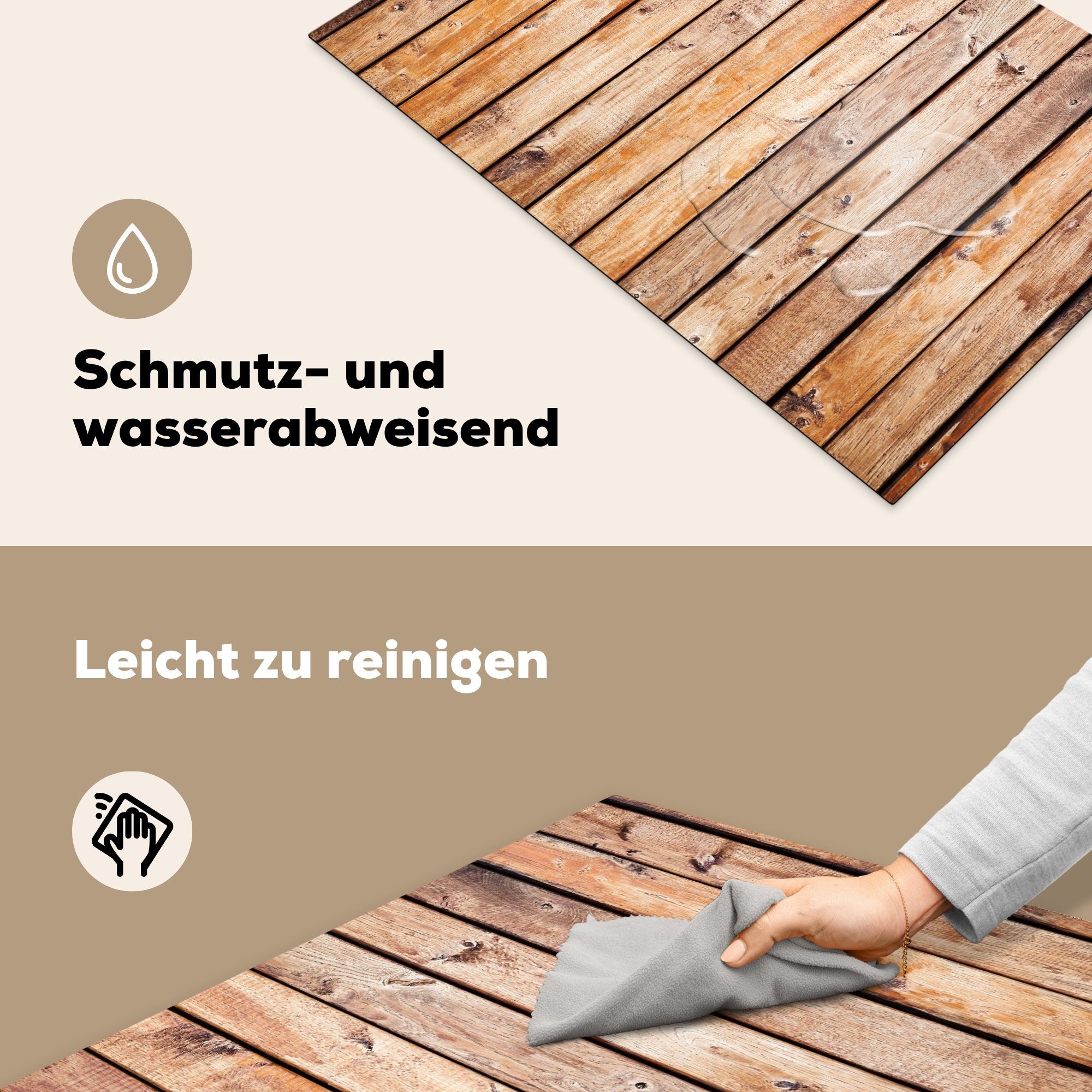 Holz Induktionskochfeld Regale Herdblende-/Abdeckplatte Ceranfeldabdeckung - cm, Vinyl, tlg), küche, 81x52 Struktur, Schutz für MuchoWow - (1 die
