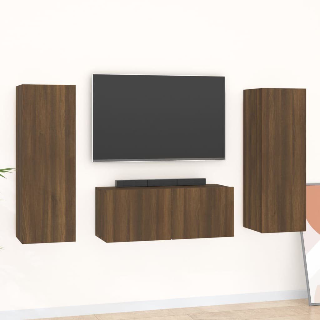 Eichen-Optik Braun Holzwerkstoff 3-tlg. TV-Schrank TV-Schrank-Set furnicato