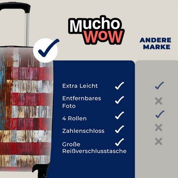 MuchoWow Handgepäckkoffer Verrostete Flagge der Vereinigten Staaten, 4 Rollen, Reisetasche mit rollen, Handgepäck für Ferien, Trolley, Reisekoffer